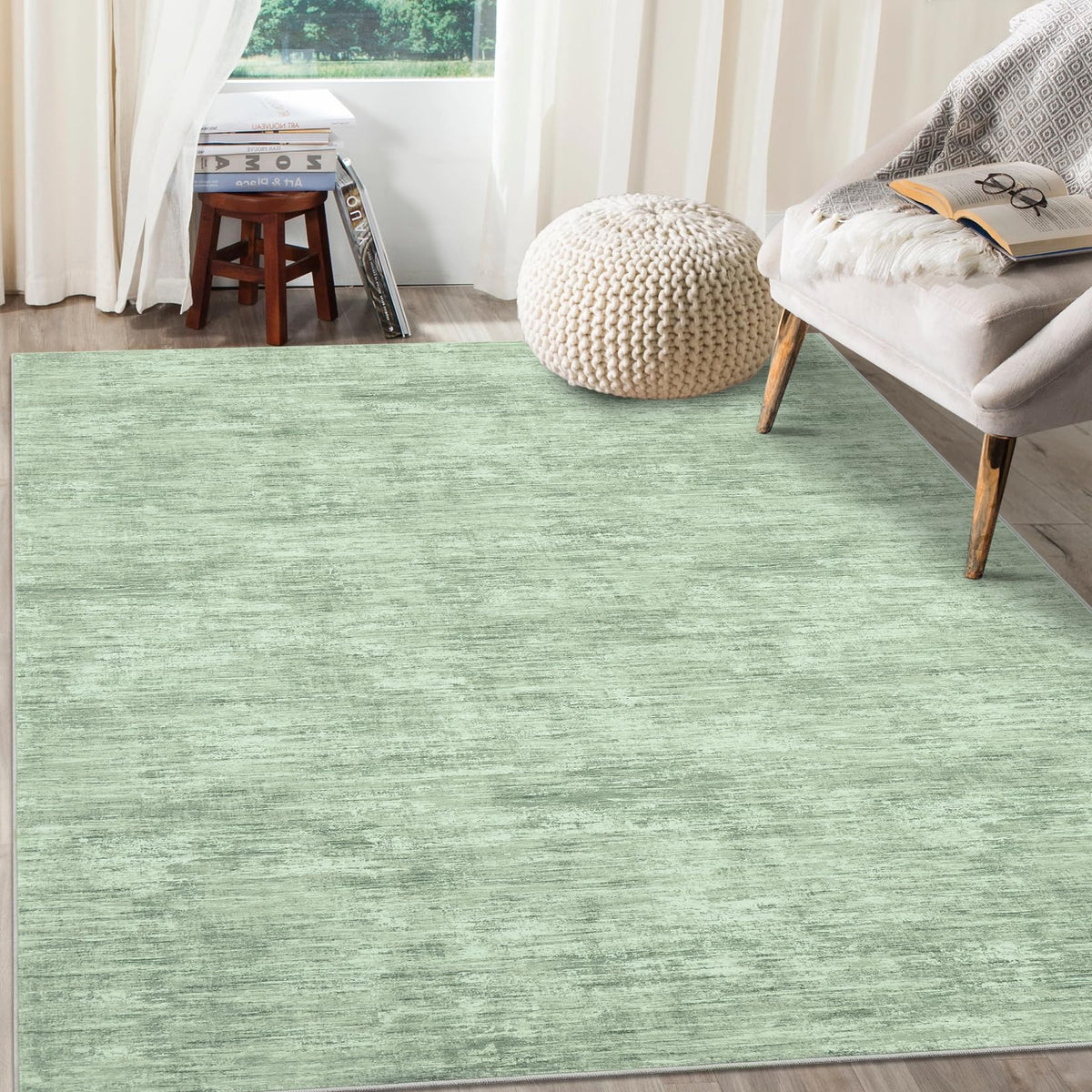 RUGSREAL Bedroom Area Rug 4x6 Modern Abstract Area Rug Stain Resistant Small Living Room Rug Contemporary Dining Room Rug Non-Slip Solid Rug Aesthetic Accent Floor Carpet for Kitchen Office, Dark Grey