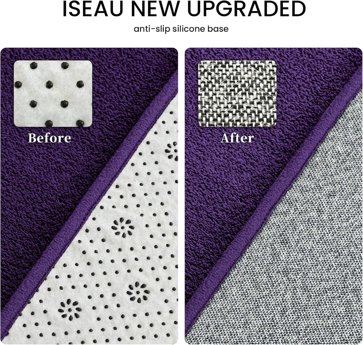 ISEAU 4x6 Soft Area Rug for Bedroom, Washable and Non-Slip, Purple