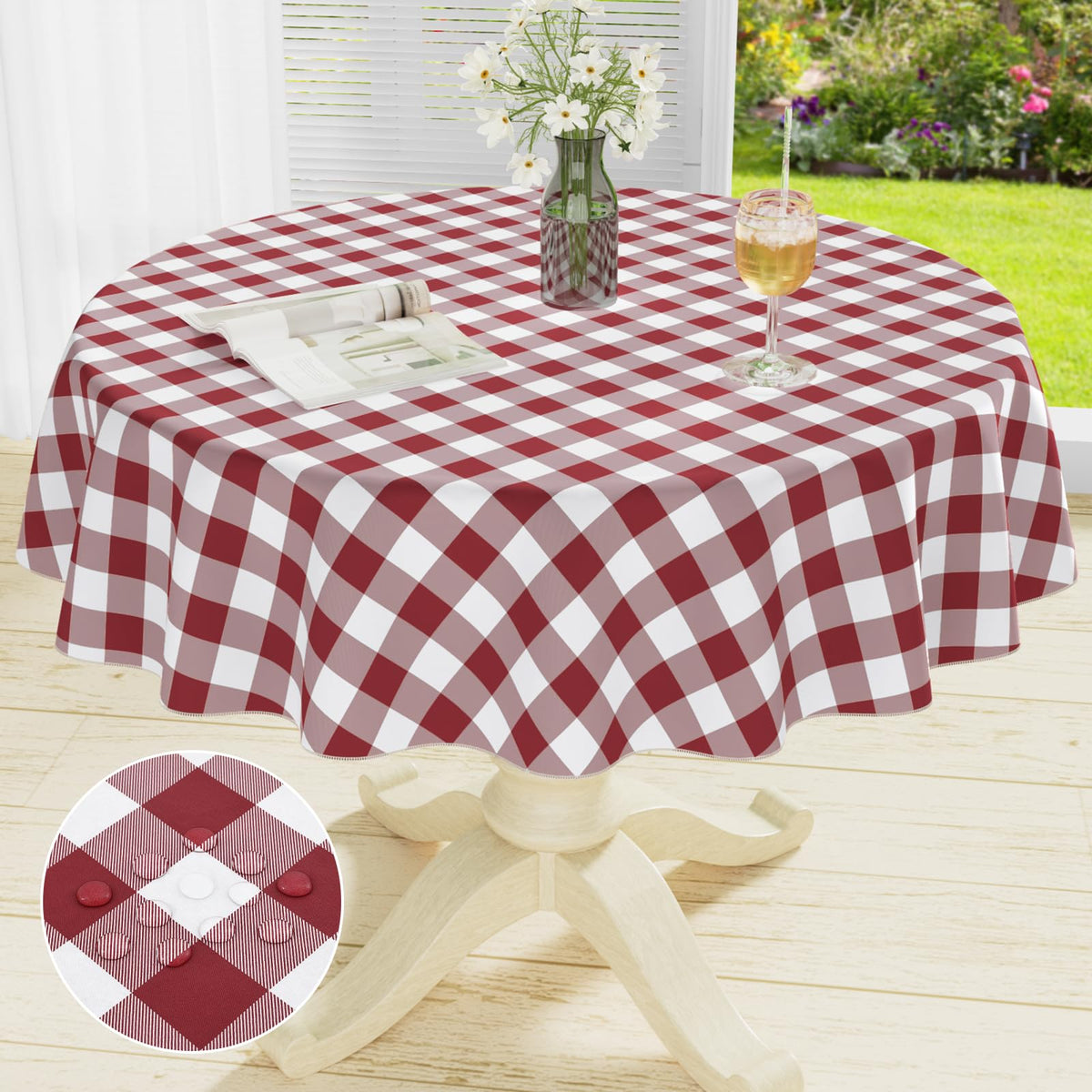 misaya Rectangular Waterproof Vinyl Table Cloth, Flannel Backed Tablecloth