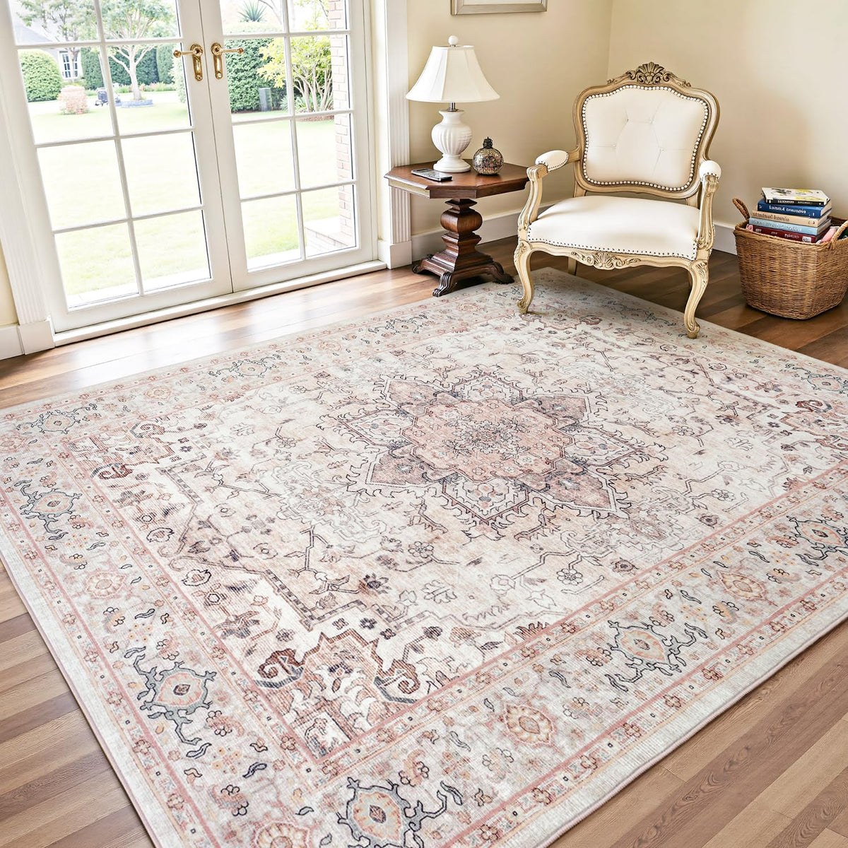 Lofus 5x7 Area Rugs for Living Room Bedroom, Soft Boho Carpet Floral Brown