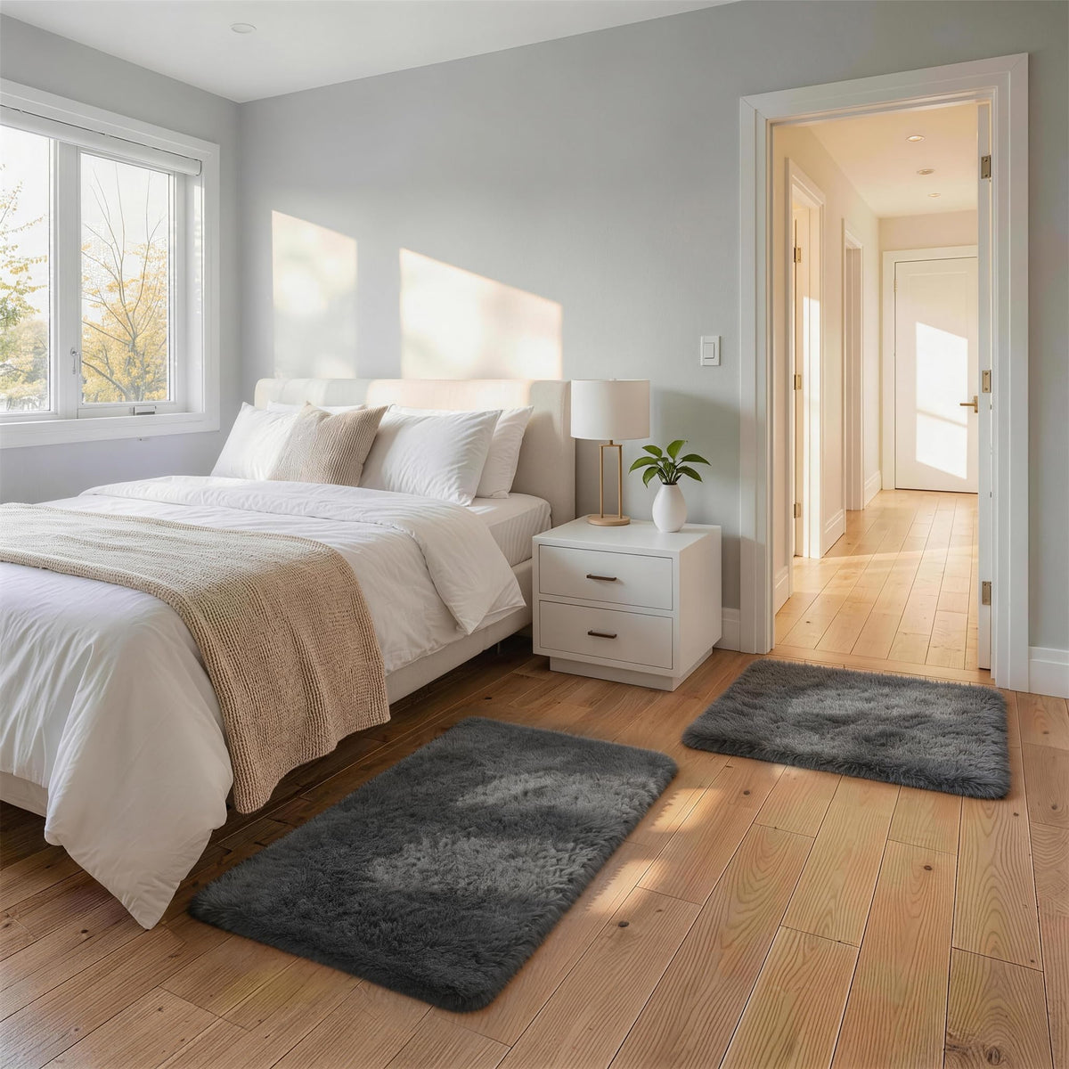 Ophanie Area Rugs for Bedroom, Christmas Upgrade Non-Slip Ivory Fluffy Soft Shag Living Room Carpet, Indoor Floor 4x6 Fuzzy Shaggy Plush Nursery Rug for Kids Dorm Decor with Over 99 pcs Pile fibers