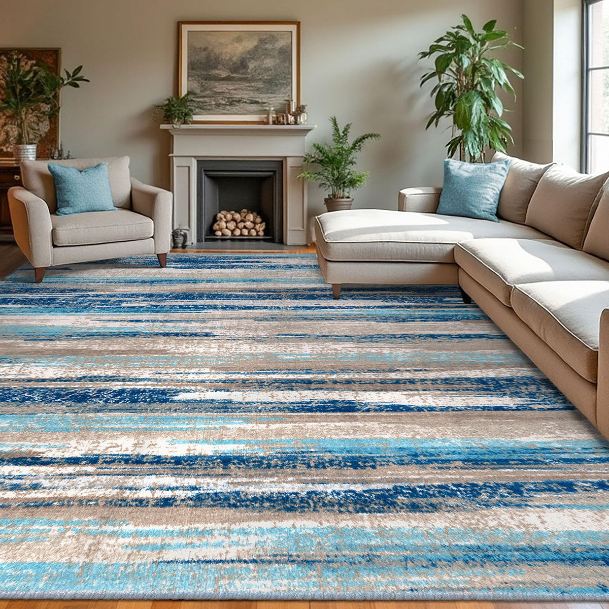 Lansny Abstract 2x3 Area Rug Small Washable Entryway Rug Non Slip Door Mat