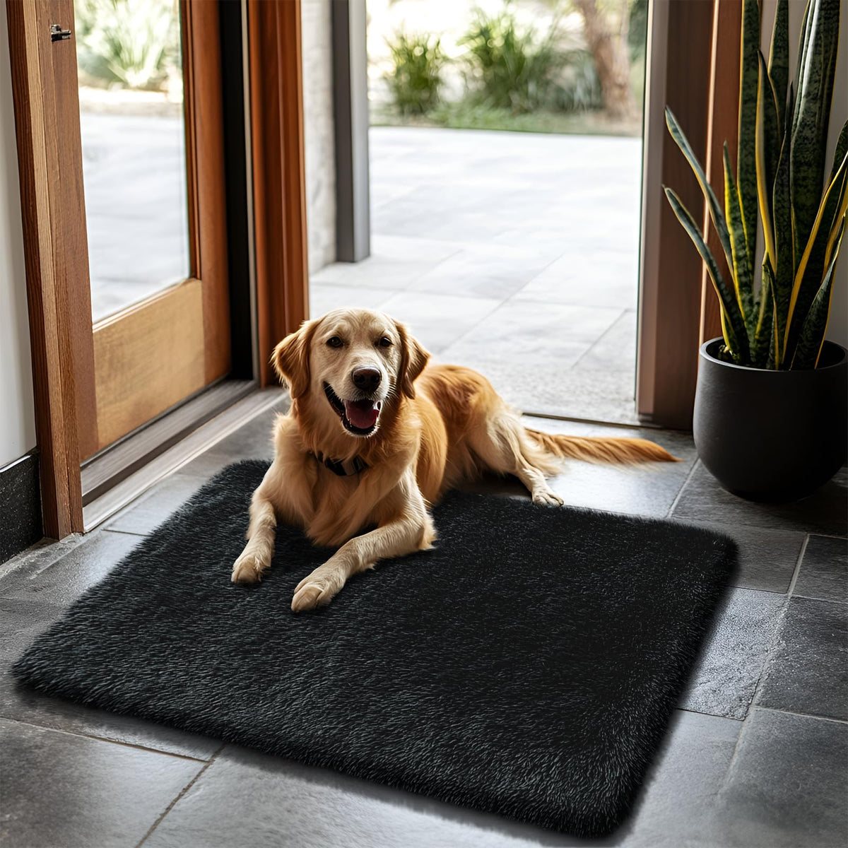 6x9 Black Fluffy Area Rug for Living Room,Large Shag Area Rugs for Bedroom