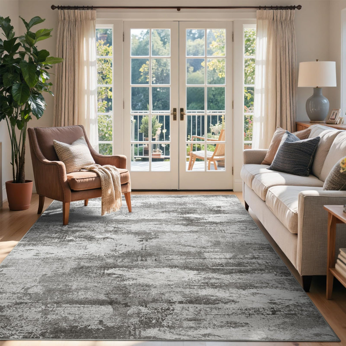 6x9 Ft Large Area Rugs for Living Room, Soft Non-Slip Washable Rugs Modern Abstract Pattern Carpet for Bedroom Indoor Floor Nursery Home Decor (Blue)