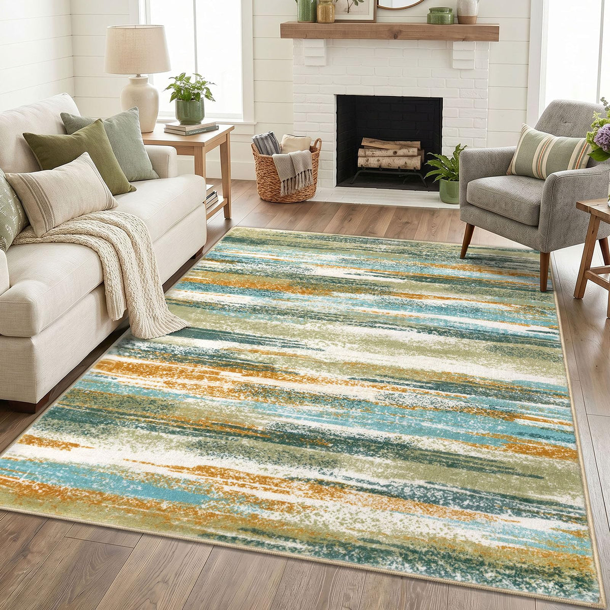 Lansny Abstract 2x3 Area Rug Small Washable Entryway Rug Non Slip Door Mat