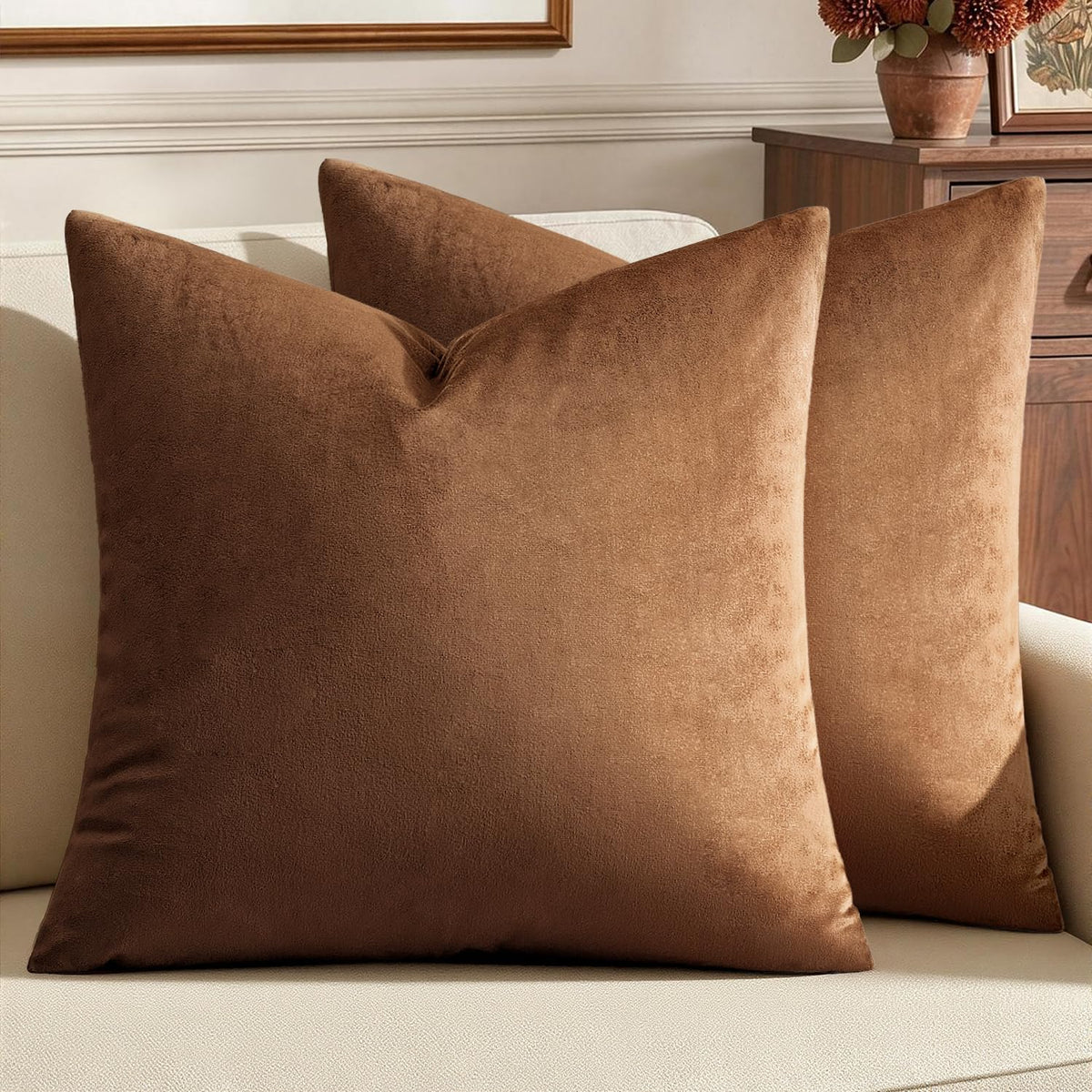 MIULEE Velvet Throw Pillow Covers 18x18 Inch Pack of 2 Dark Blue