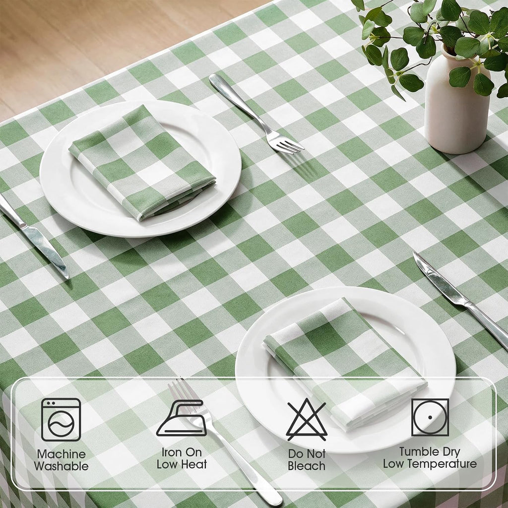 Veblandy Checkered Tablecloth Rectangle Waterproof Gingham Table Cloth Washable Buffalo Plaid Table Cover Wrinkle Free for Kitchen, Dining and Outdoor Picnic, 60 x 120 Inch, Sage Green and White