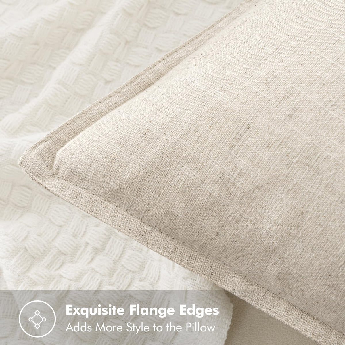 MIULEE Decorative Linen Euro Sham Pillow Covers 24x24 Natural Beige