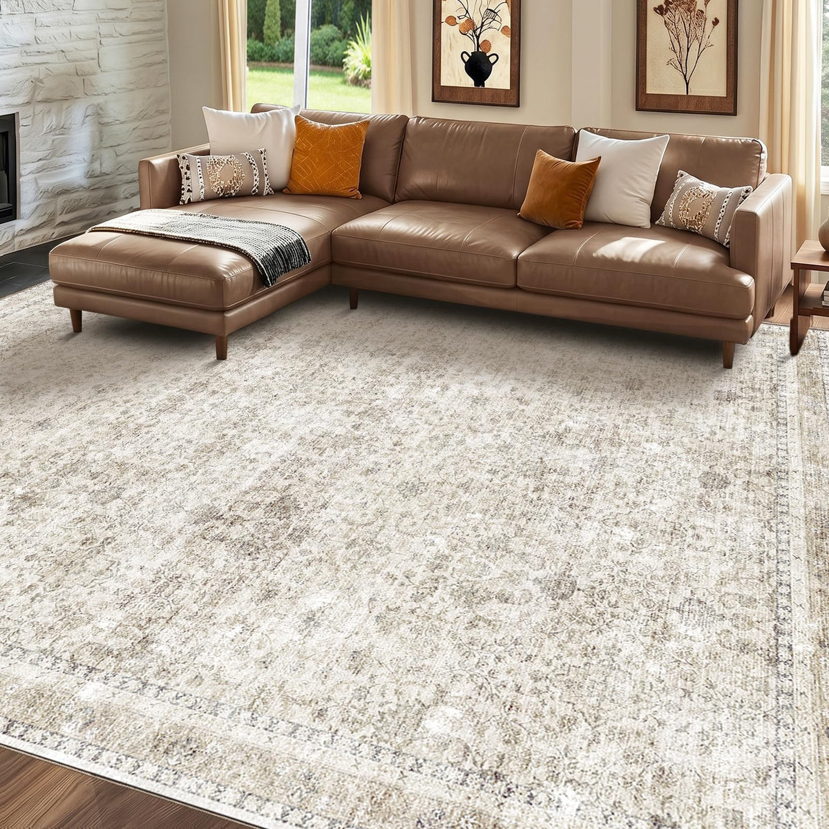 Sasttie 4x6 Area Rugs, Ultra-Soft Washable Rug for Living Room, Beige