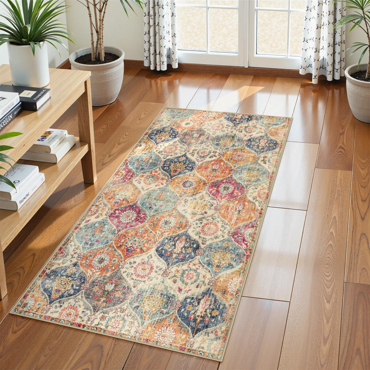 Lahome Moroccan Machine Washable Rugs for Living Room, 4x6 Rug for Bedroom