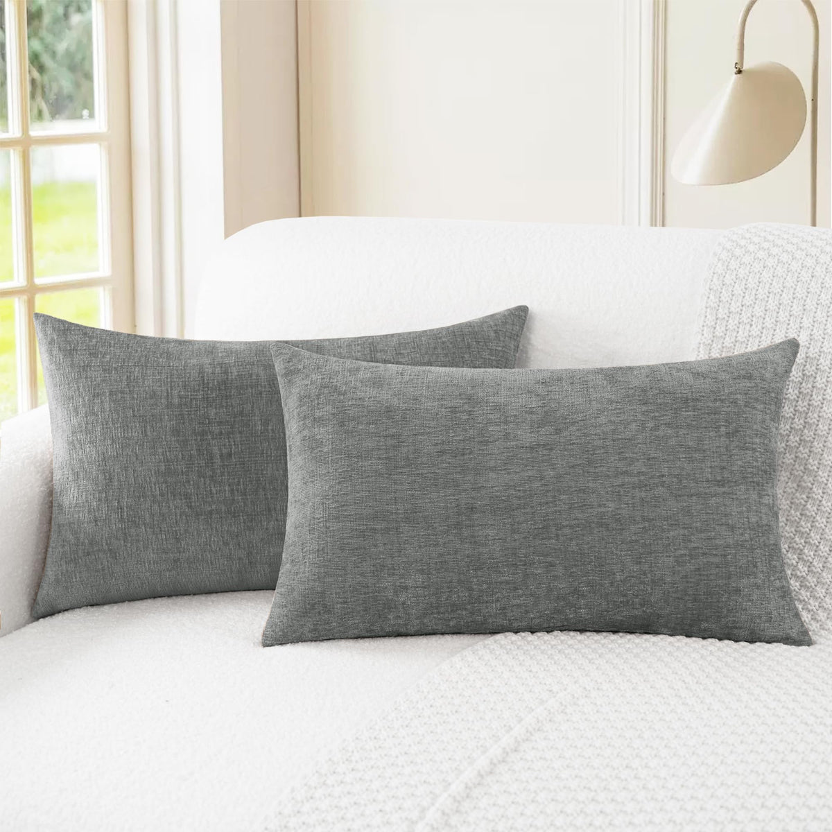 CaliTime Decorative Couch Throw Pillow Covers 18 X 18 Inches Medium Grey
