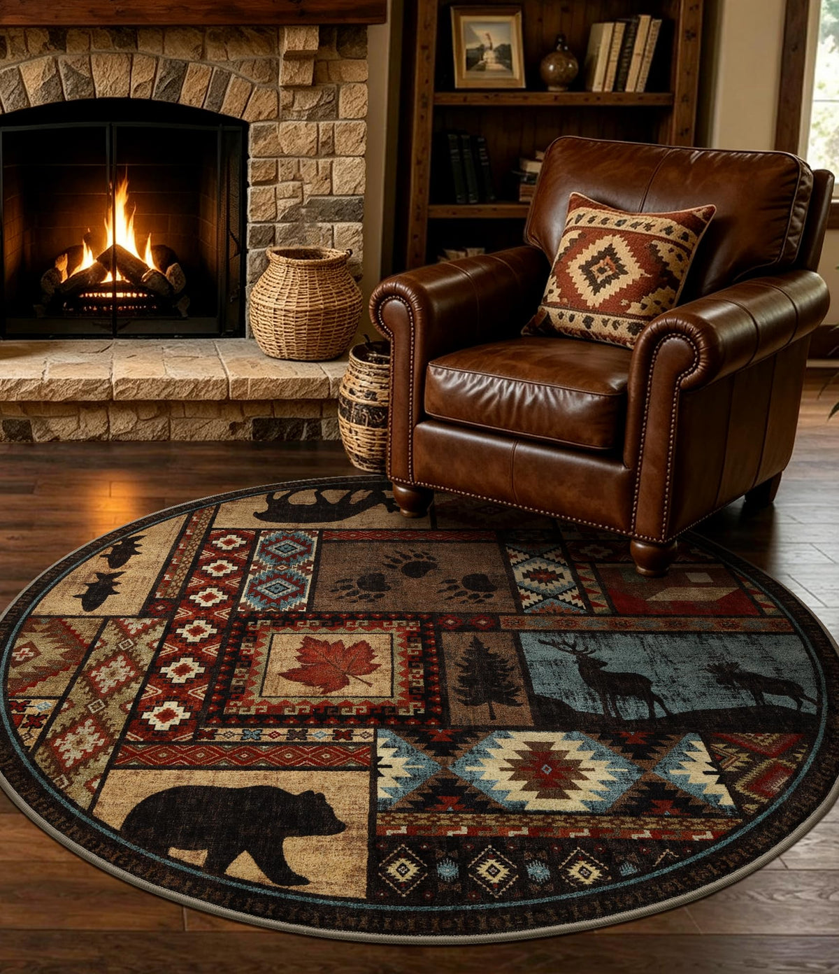 YIHOUSE Washable Rustic Cabin Area Rugs 5x7 Brown