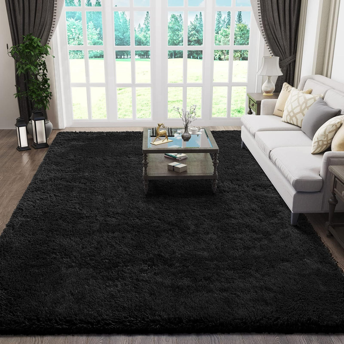 Ophanie Area Rugs for Living Room Bedroom, Washable Non-Slip Fluffy Soft Grey Shag Carpet, Indoor Floor Gray 4x6 Fuzzy Shaggy Living Room Plush Rug for Kids Home Dorm Decor Aesthetic