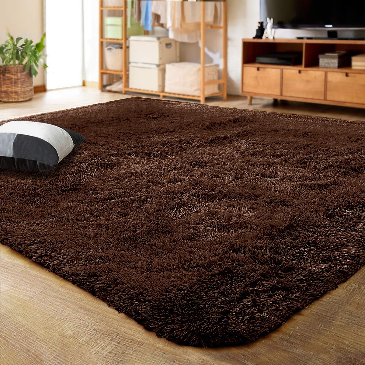 LOCHAS 4x6 Area Rugs Fluffy Living Room Carpets for Kids Bedroom, White