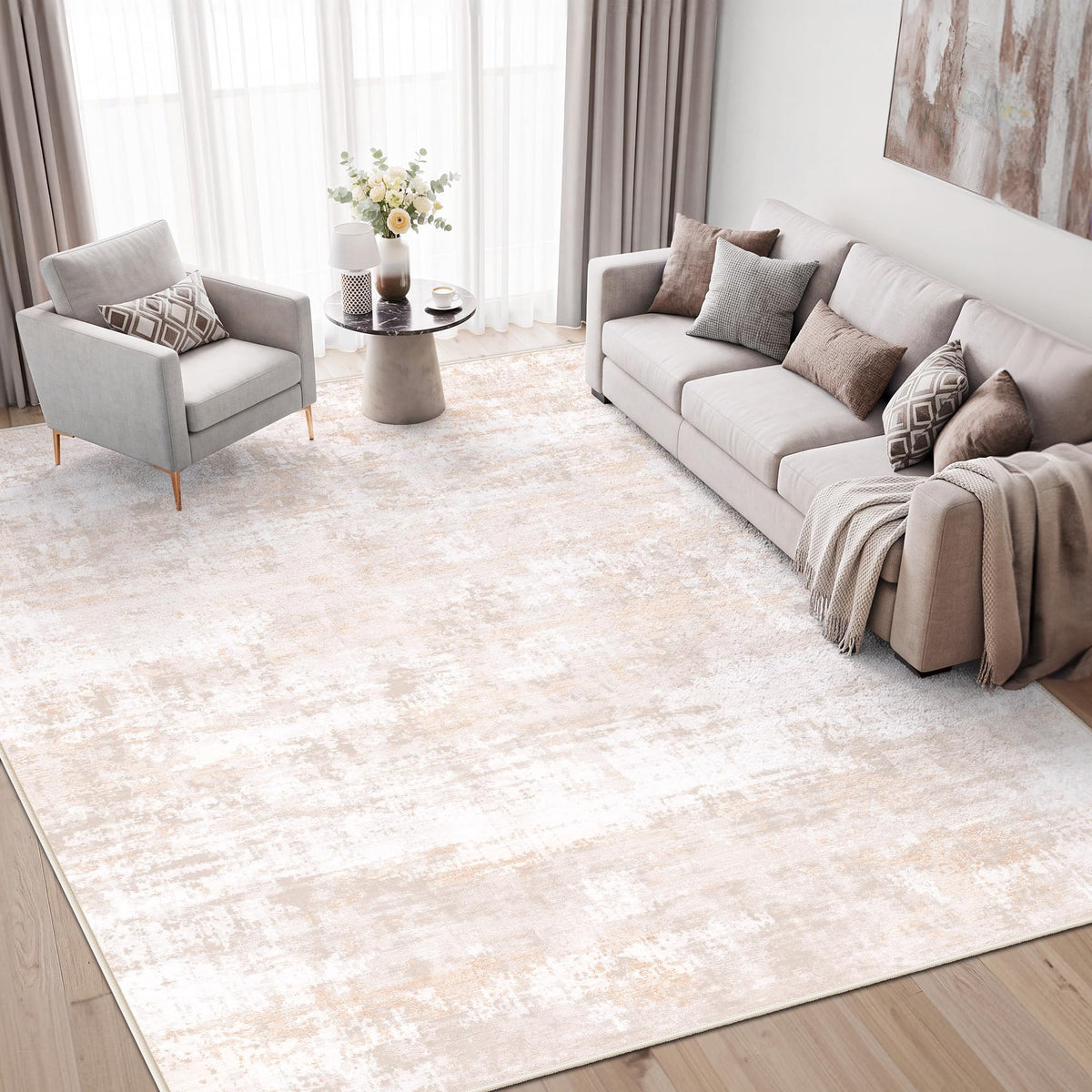 LIVELYGLOW 5x7 Washable Vintage Area Rug, Bedroom Dorm Rug