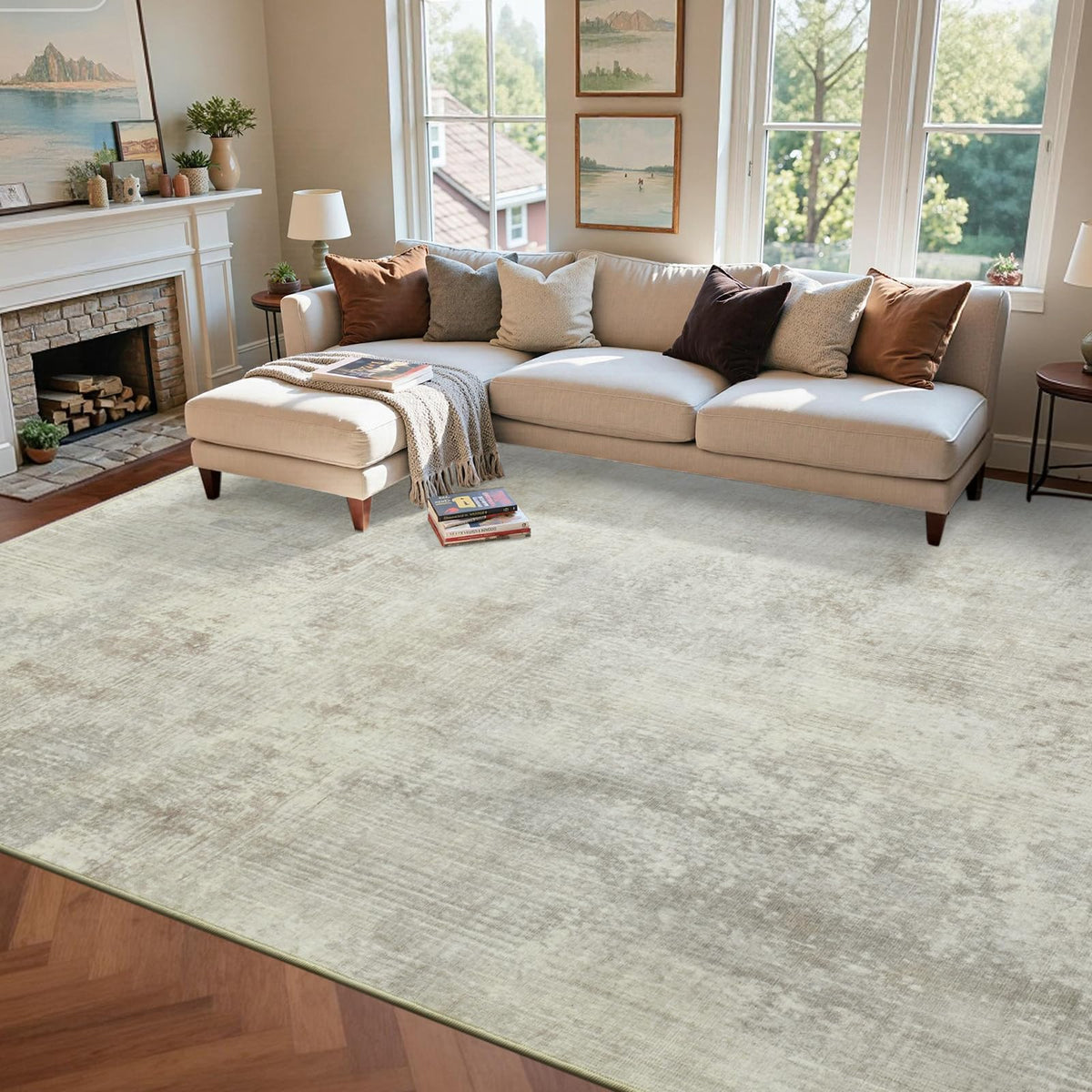 6x9 Ft Large Area Rugs for Living Room, Soft Non-Slip Washable Rugs Modern Abstract Pattern Carpet for Bedroom Indoor Floor Nursery Home Decor (Blue)
