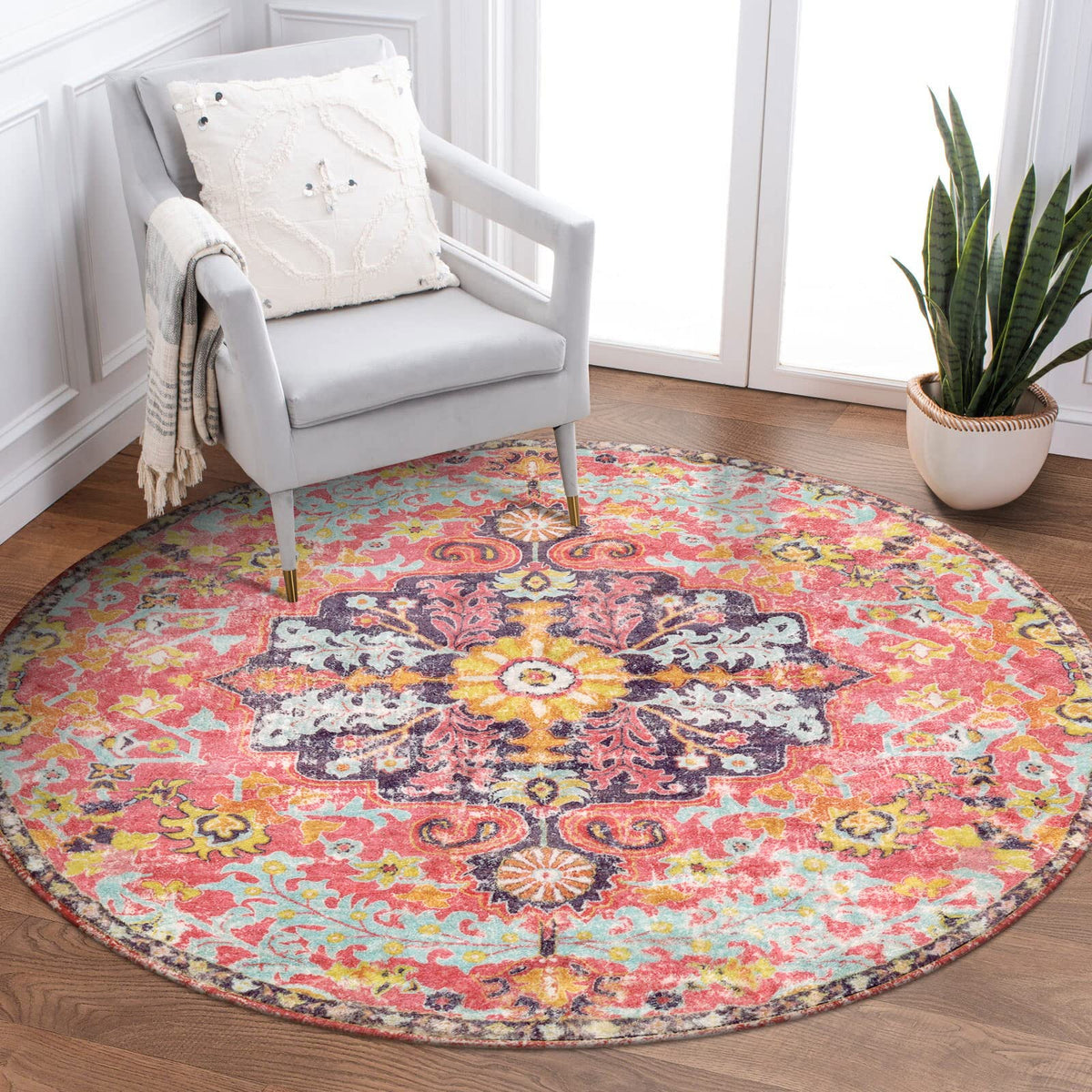 Lahome Felice Boho Tribal 2x3 Washable Small Rugs for Entryway Doormat Indoor Entrance, Throw Rugs with Rubber Backing, Bohemian Soft Non-Slip Bathroom Carpet for Bath Front Door Kitchen Floor