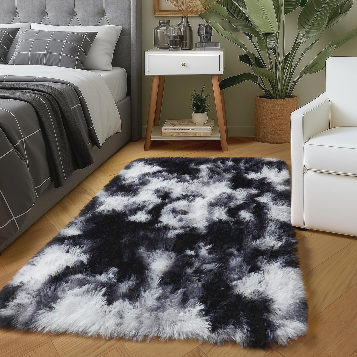 Amdrebio Grass Green Fluffy Area Rug 4x6 for Bedroom Classroom Living Room