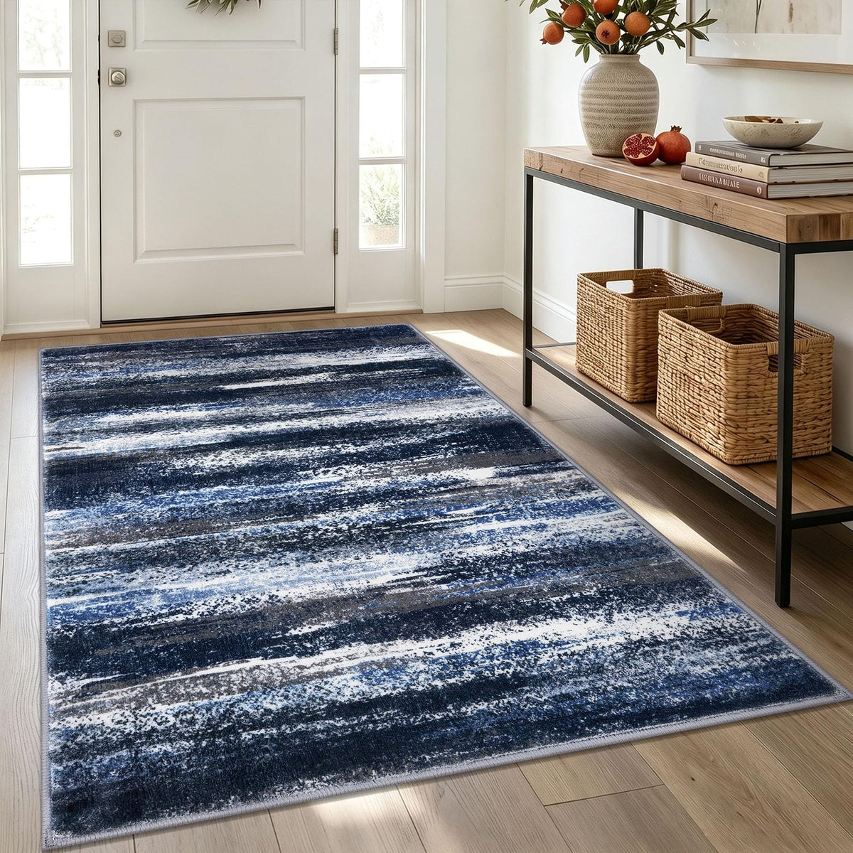 Lansny Abstract 2x3 Area Rug Small Washable Entryway Rug Non Slip Door Mat