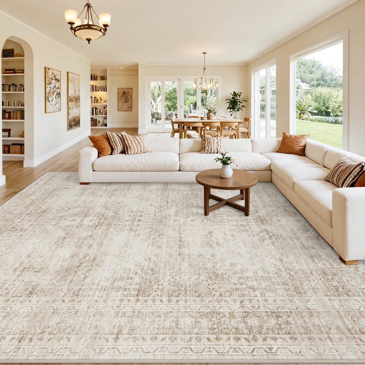 8x10 Area Rugs Living Room: Bedroom Neutral Washable Carpet Beige