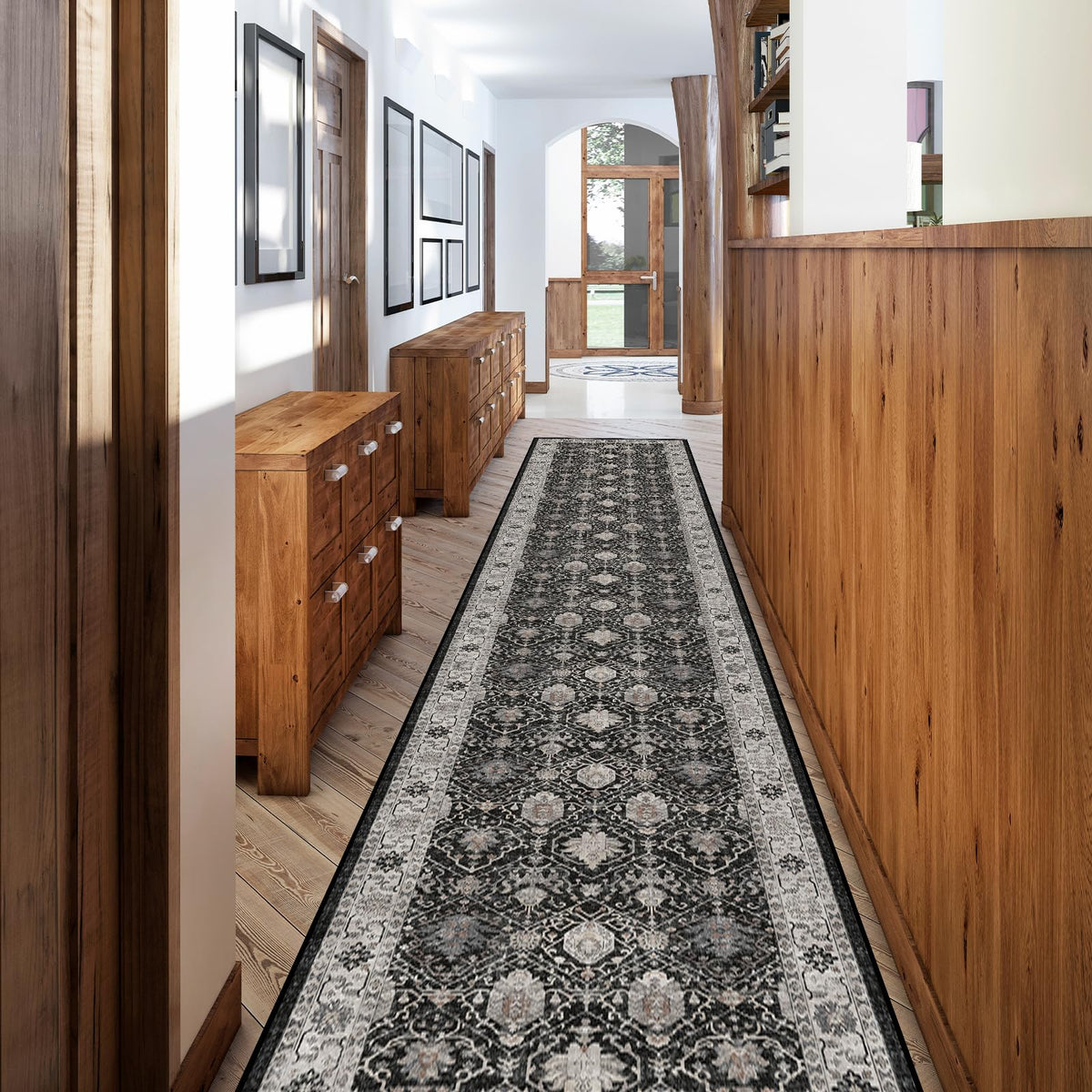 Hallway Washable Runner Rug - 2x10 Kitchen Rugs Entryway Rug Runner Vintage Soft Floor Mat Non Slip Indoor Farmhouse Carpet for Bathroom Living Room Bedroom (2 X 10, Beige)
