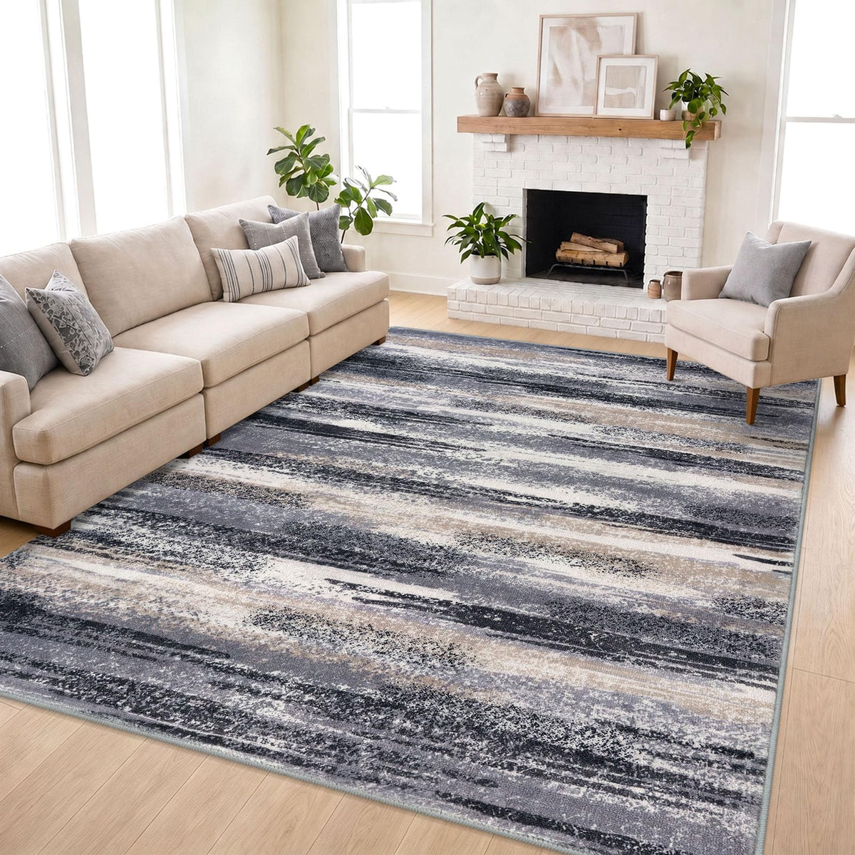 Lansny Abstract 2x3 Area Rug Small Washable Entryway Rug Non Slip Door Mat