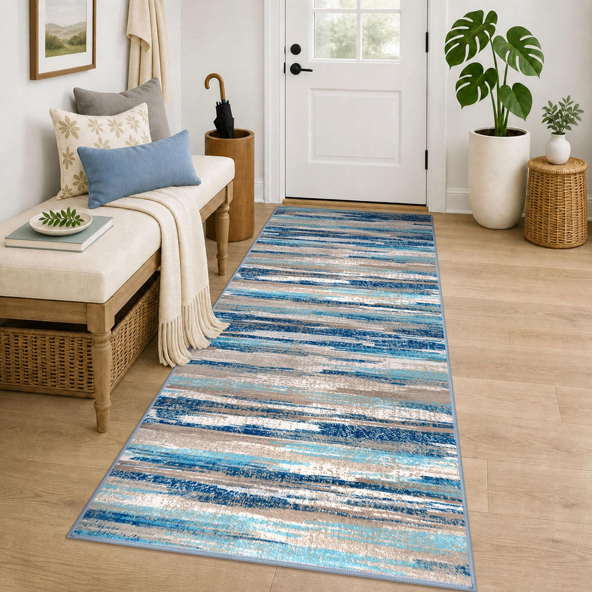 Lansny Abstract 2x3 Area Rug Small Washable Entryway Rug Non Slip Door Mat