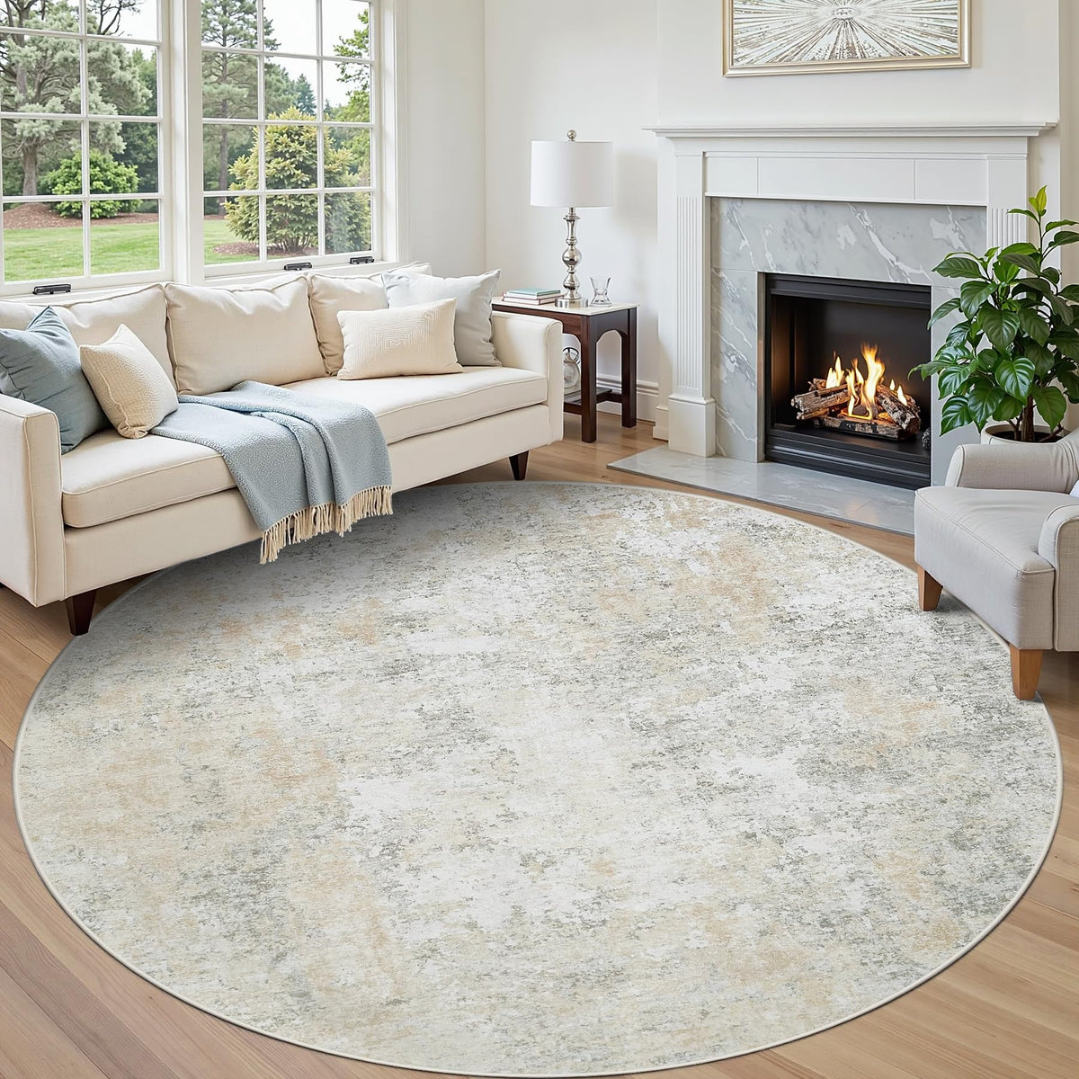 8x10 Area Rugs for Living Room Washable Bedroom Dining Room Blue Grey