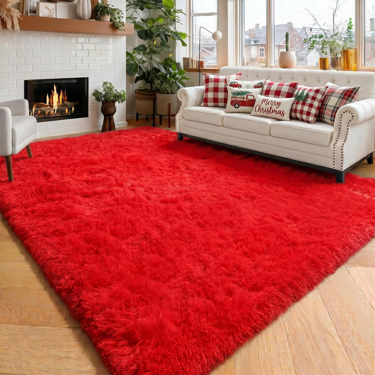 Amdrebio Grass Green Fluffy Area Rug 4x6 for Bedroom Classroom Living Room