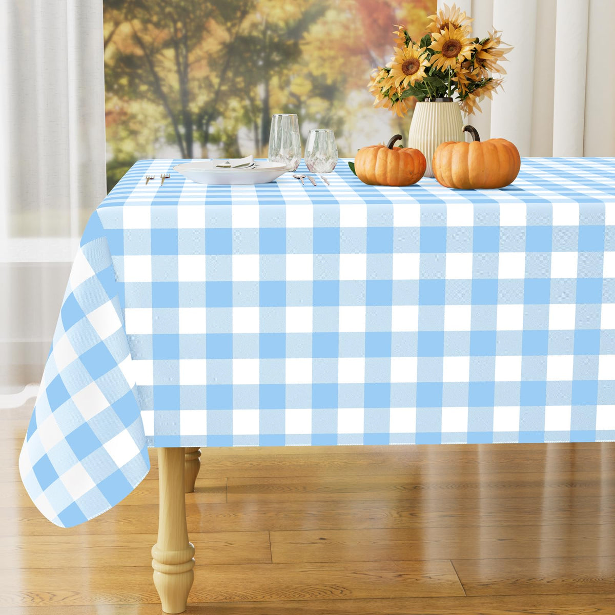 misaya Rectangular Waterproof Vinyl Table Cloth, Flannel Backed Tablecloth