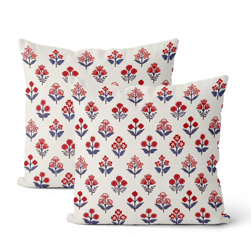 Floral Outdoor Pillow Covers 18x18 Inch Set of 2 Blue Green