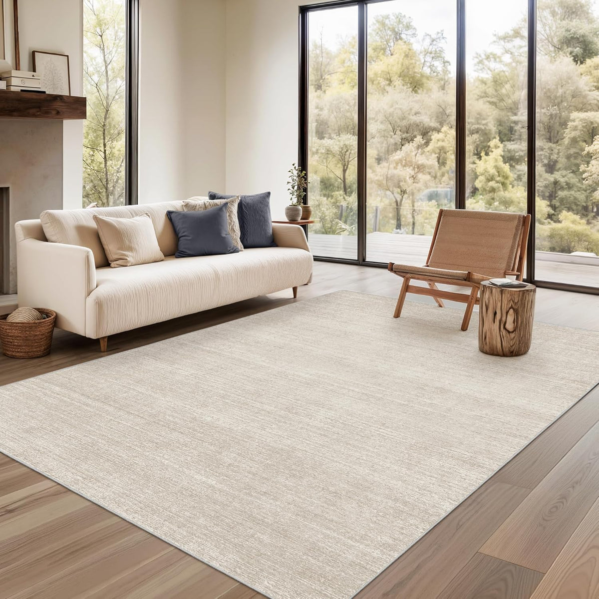 Valenrug Washable Rugs 5x7, Non Slip Large Area Rugs for Living Room, Beige