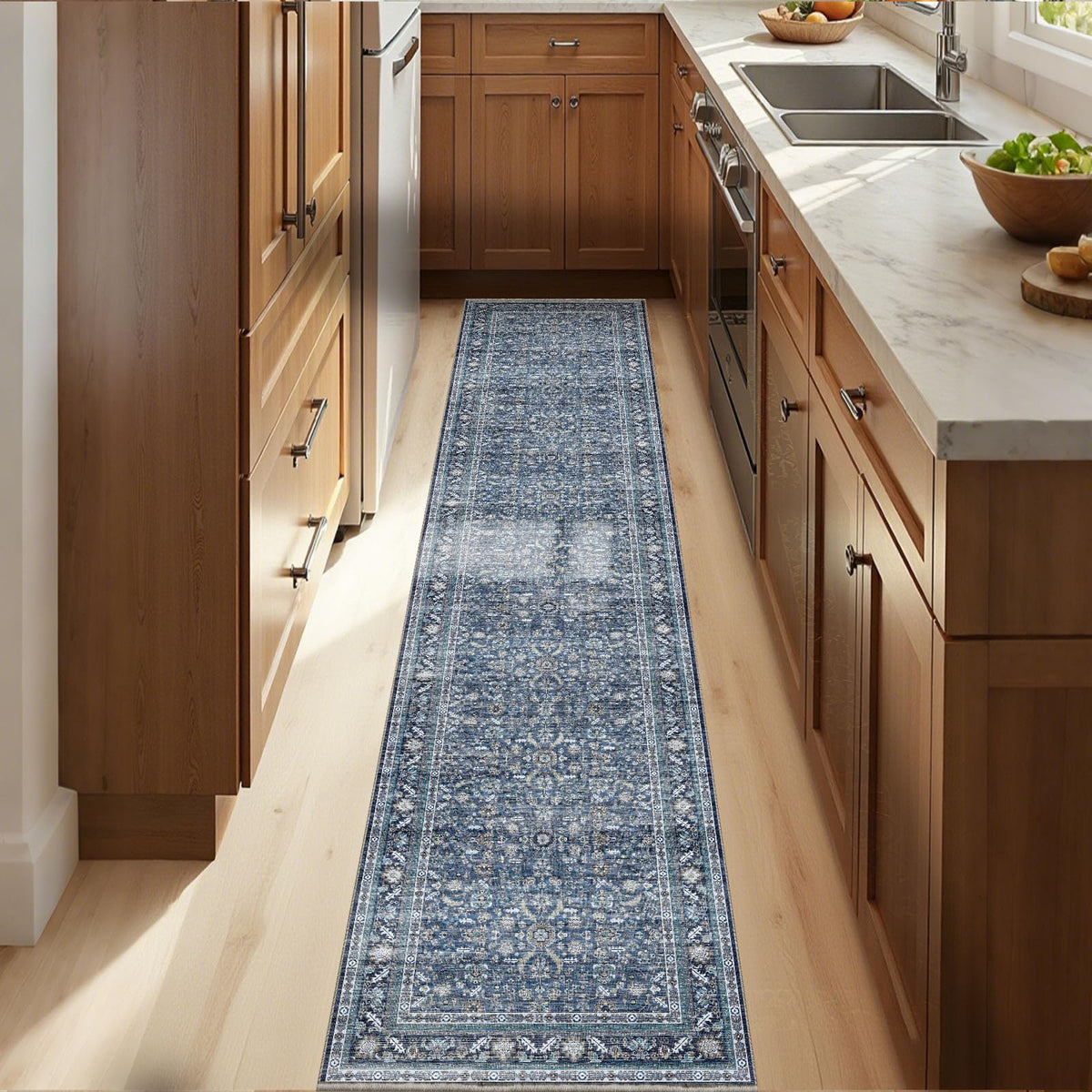 OPPODREAM Vintage Blue Area Rugs 5x7, Washable Rug for Living Room