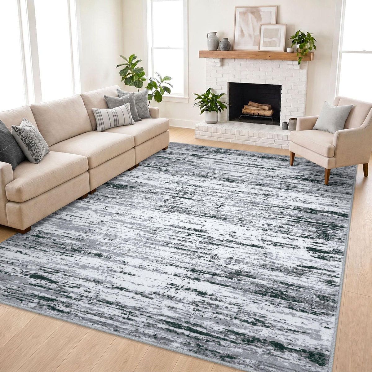 Lansny Abstract 2x3 Area Rug Small Washable Entryway Rug Non Slip Door Mat