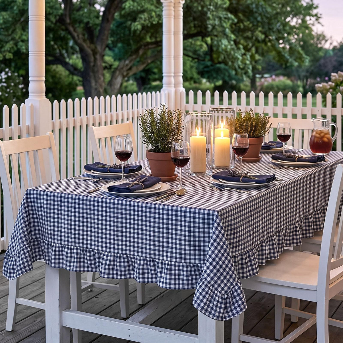 Mindsoft Brown Ruffled Gingham Tablecloth, 52 x 70 Inches, Rectangle