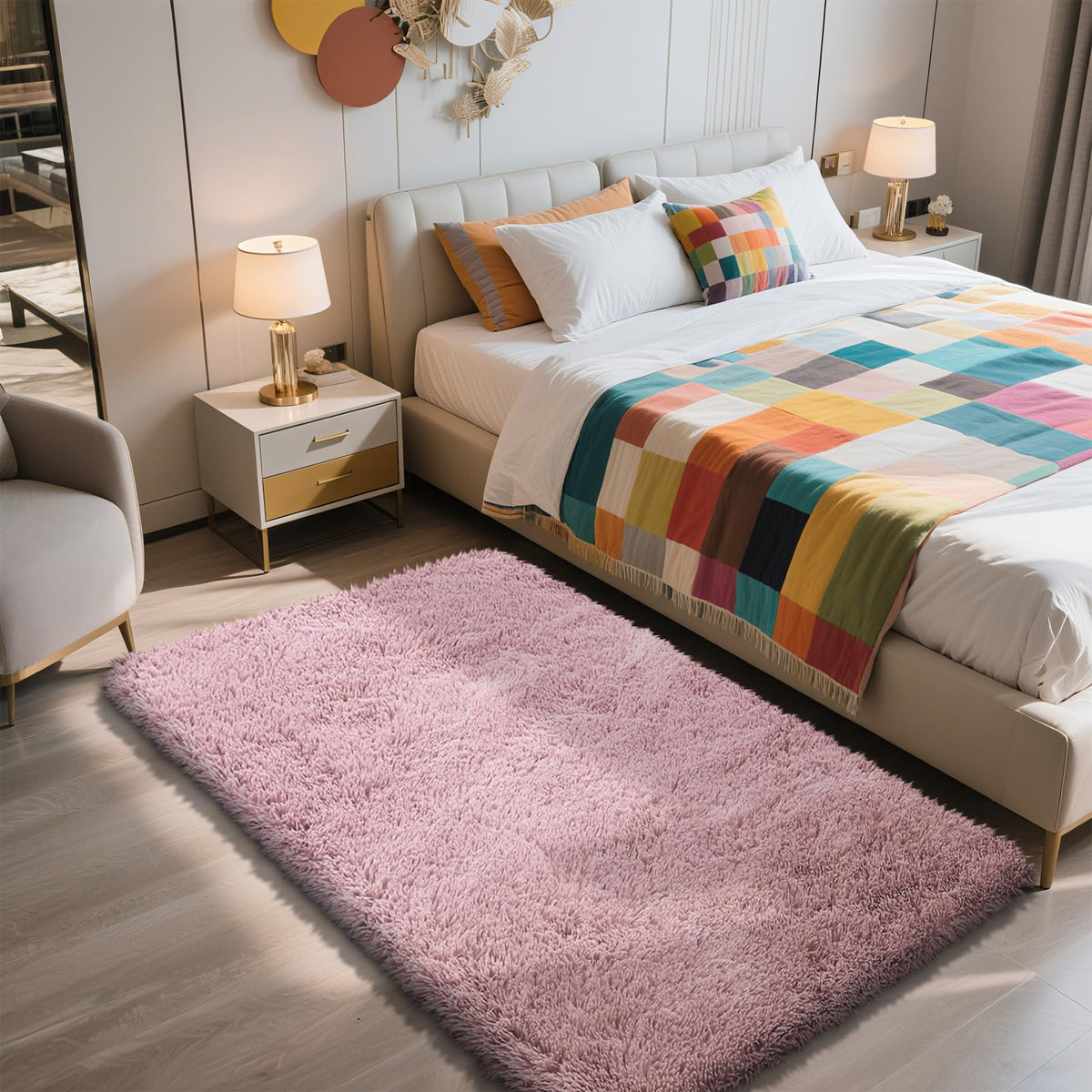 6x9 Black Fluffy Area Rug for Living Room,Large Shag Area Rugs for Bedroom