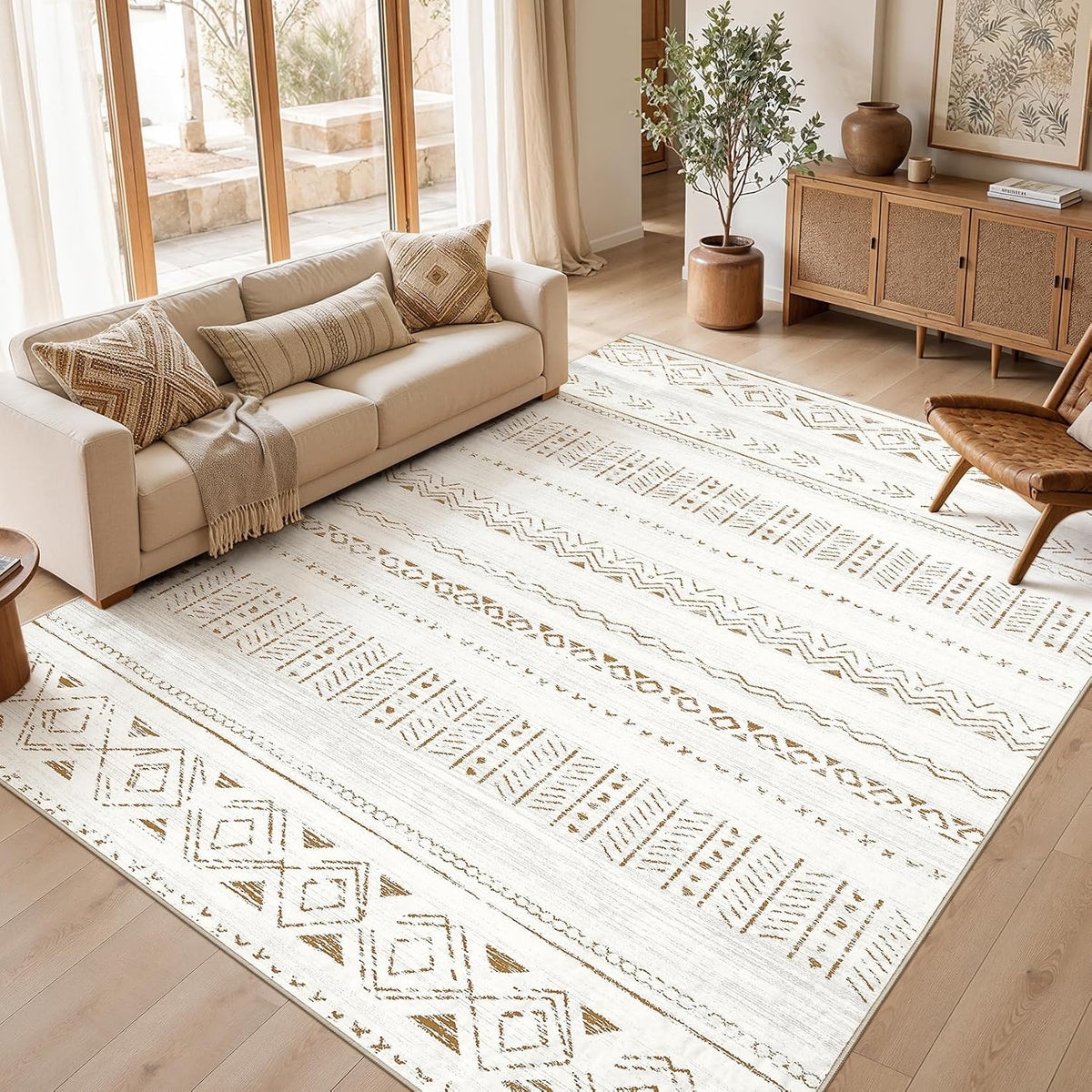 cotiled Boho 5x7 Area Rugs for Living Room: Soft Moroccan Washable Rug