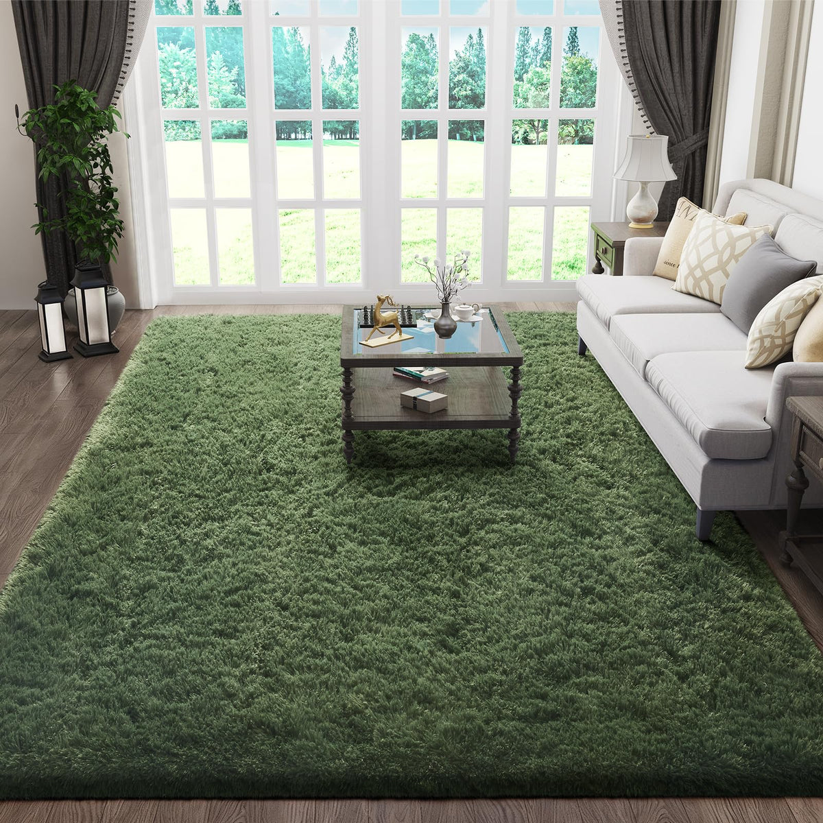 Ophanie Area Rugs for Bedroom, Christmas Upgrade Non-Slip Ivory Fluffy Soft Shag Living Room Carpet, Indoor Floor 4x6 Fuzzy Shaggy Plush Nursery Rug for Kids Dorm Decor with Over 99 pcs Pile fibers