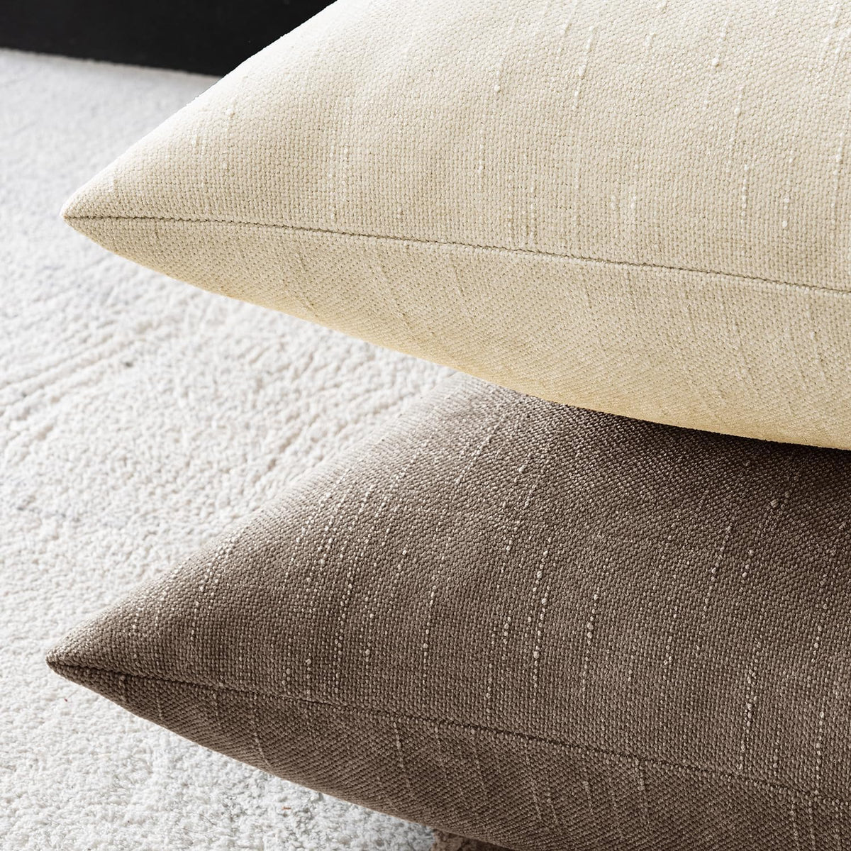 MIULEE Textured Chenille Throw Pillow Covers 20x20 Inch Taupe Grey