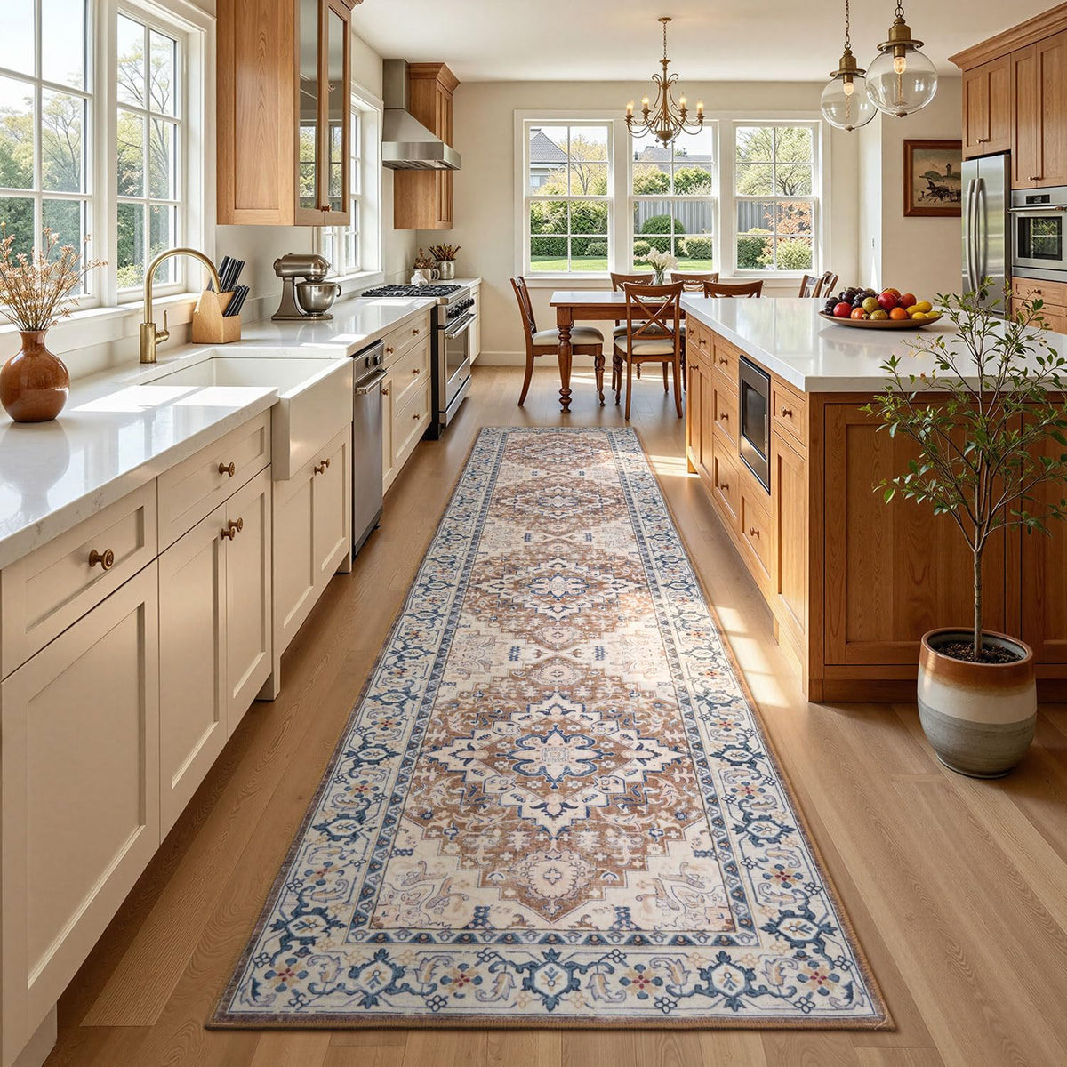 Lofus 5x7 Area Rugs for Living Room Bedroom, Soft Boho Carpet Floral Brown