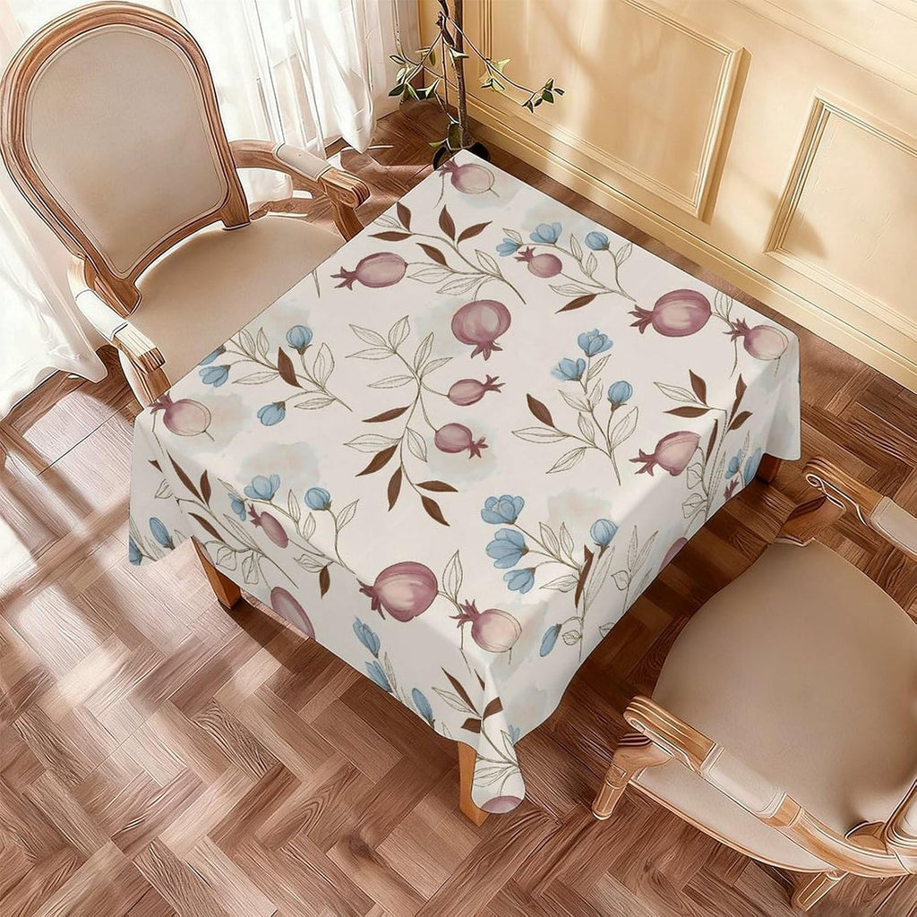 domirica Square & Rectangle Tablecloth, Trendy Floral Art Pattern, Waterproof Oil-Proof Wipeable Polyester Cover, Decorative Table Cloth for Kitchen, Picnic, Camping, Wedding Indoor Outdoor Party