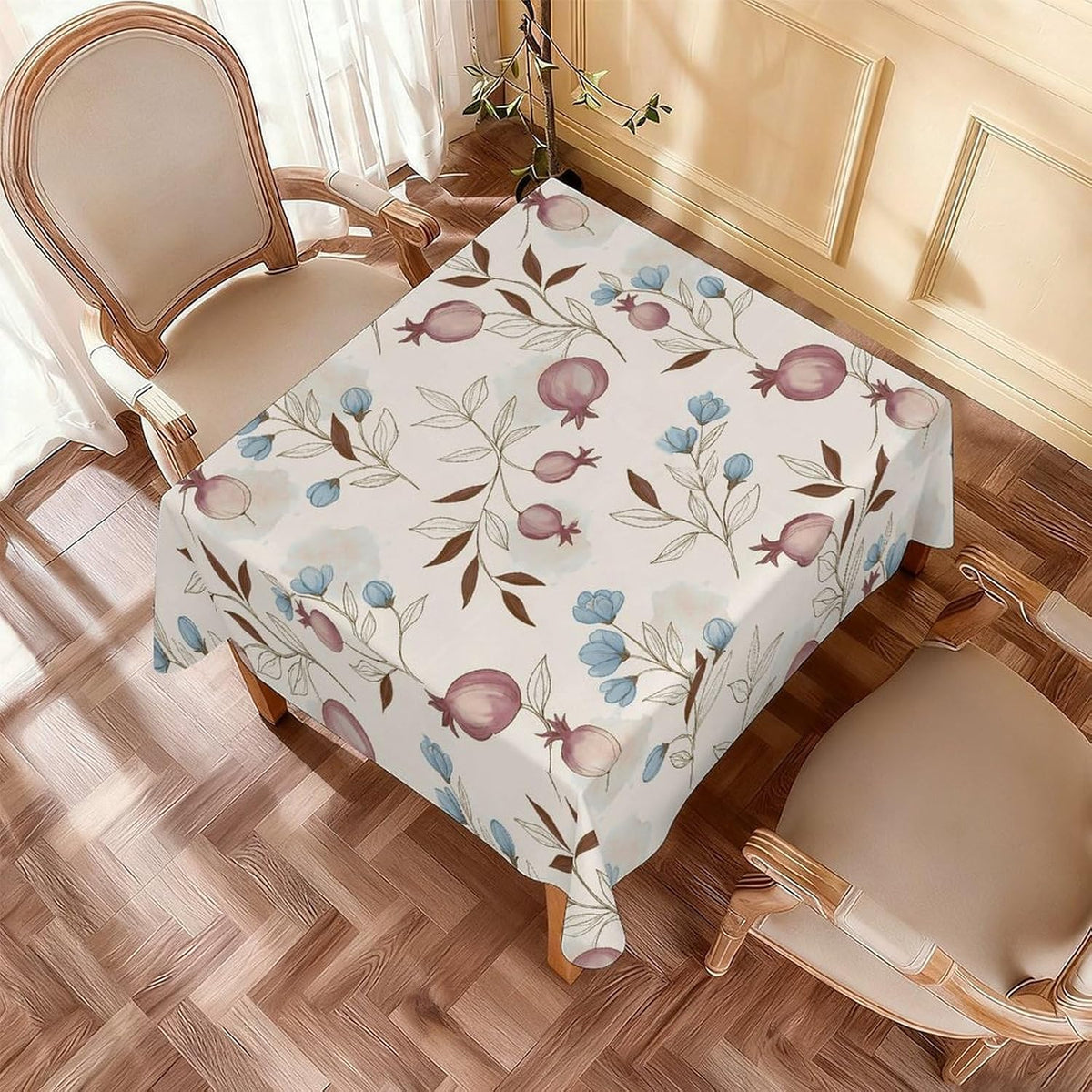 domirica Square & Rectangle Tablecloth, Trendy Floral Art Pattern, Waterproof Oil-Proof Wipeable Polyester Cover, Decorative Table Cloth for Kitchen, Picnic, Camping, Wedding Indoor Outdoor Party