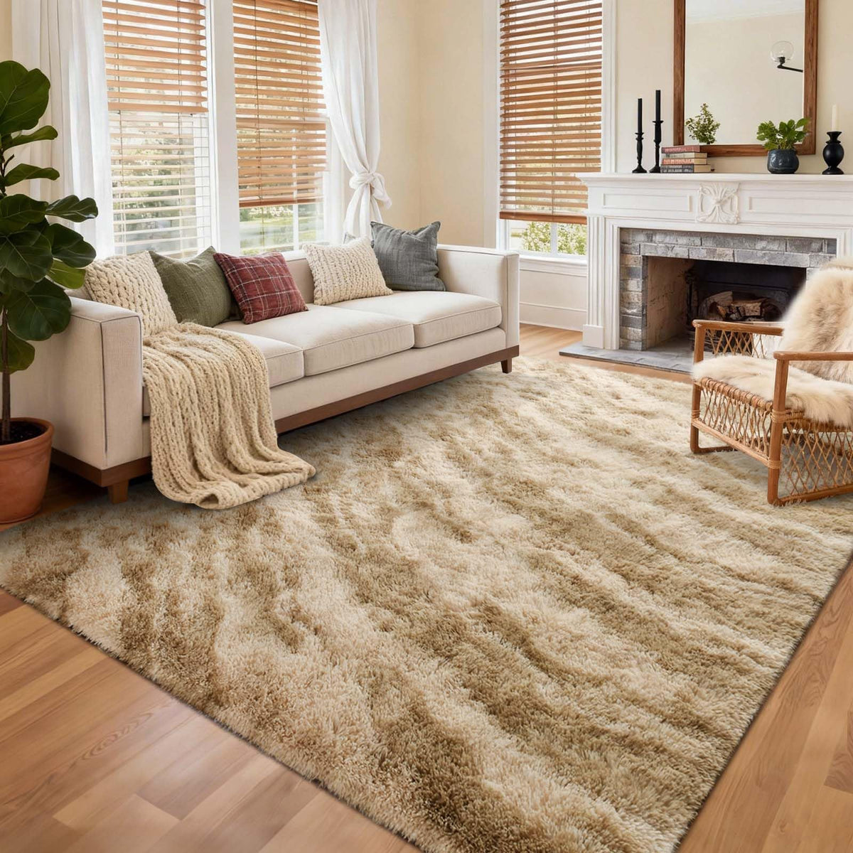 6x9 Ft Large Shag Rugs for Living Room Decor, Tie-Dyed Ultra Soft Fluffy Furry Area Rugs for Bedroom Indoor Floor, Aesthetic Carpet for Kids Home (Dark Grey)