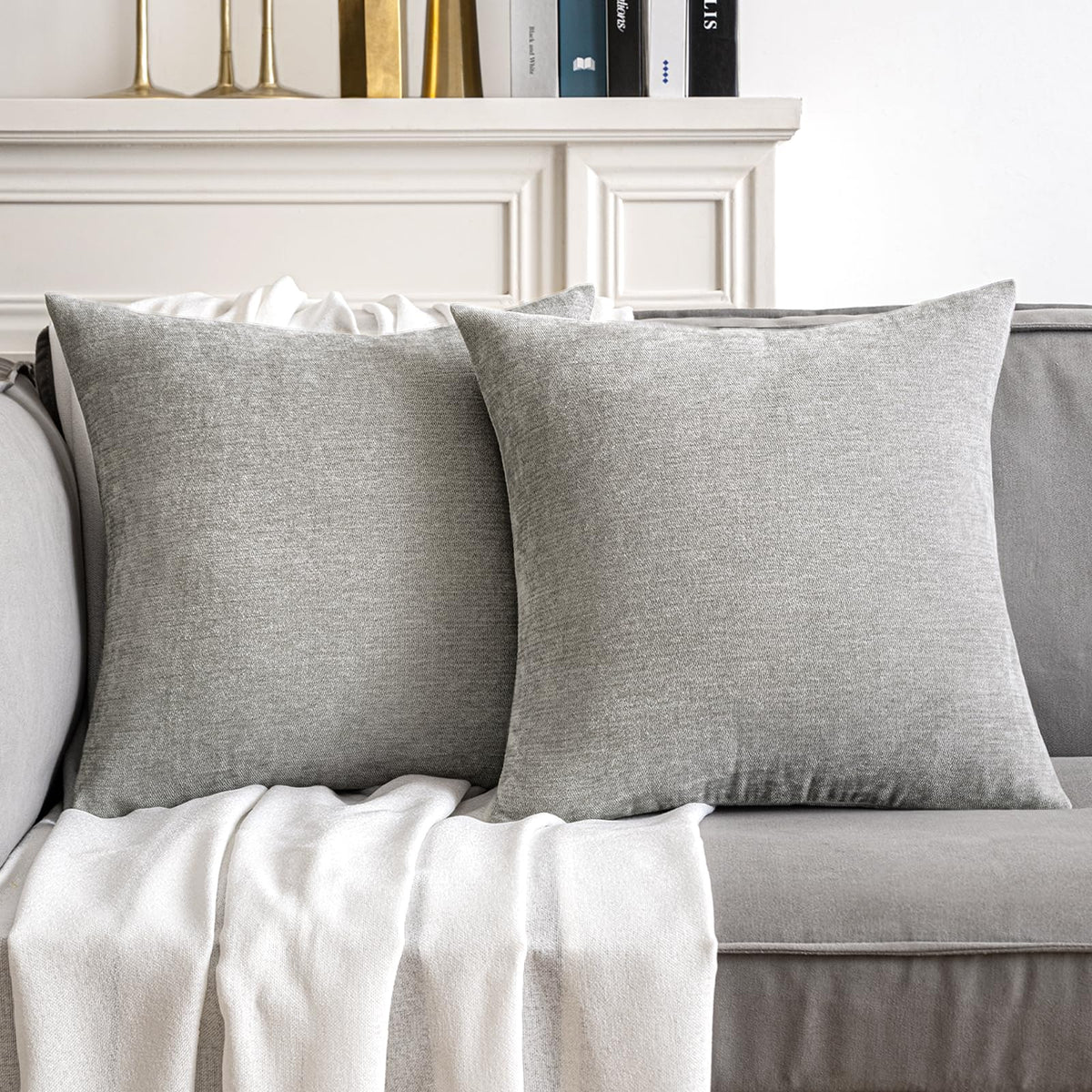 MIULEE Pack of 2 Beige Decorative Pillow Covers 18x18 Inch