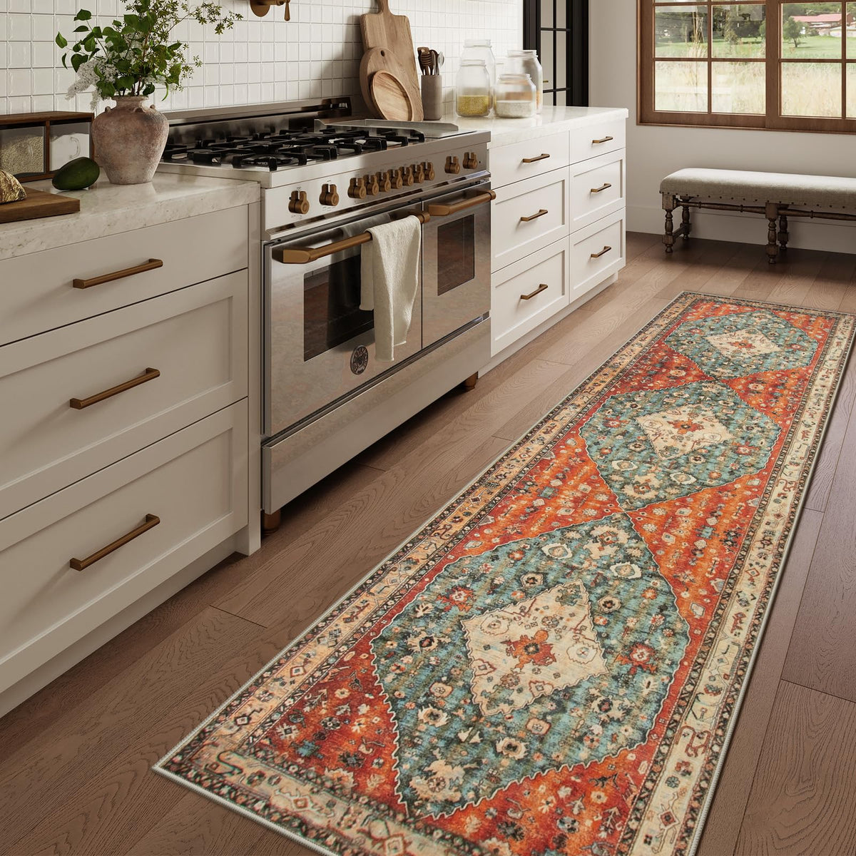 Lahome Felice Boho Tribal 2x3 Washable Small Rugs for Entryway Doormat Indoor Entrance, Throw Rugs with Rubber Backing, Bohemian Soft Non-Slip Bathroom Carpet for Bath Front Door Kitchen Floor