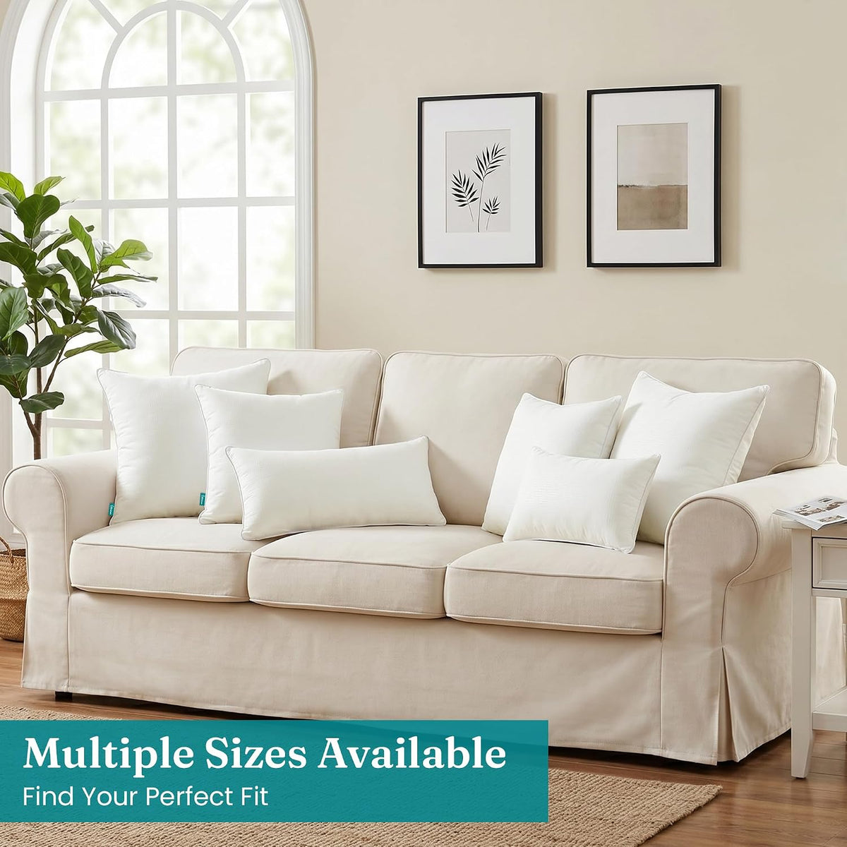 Oubonun 12x20 Inch Lumbar Pillow Inserts Set of 2, Decorative Pillows