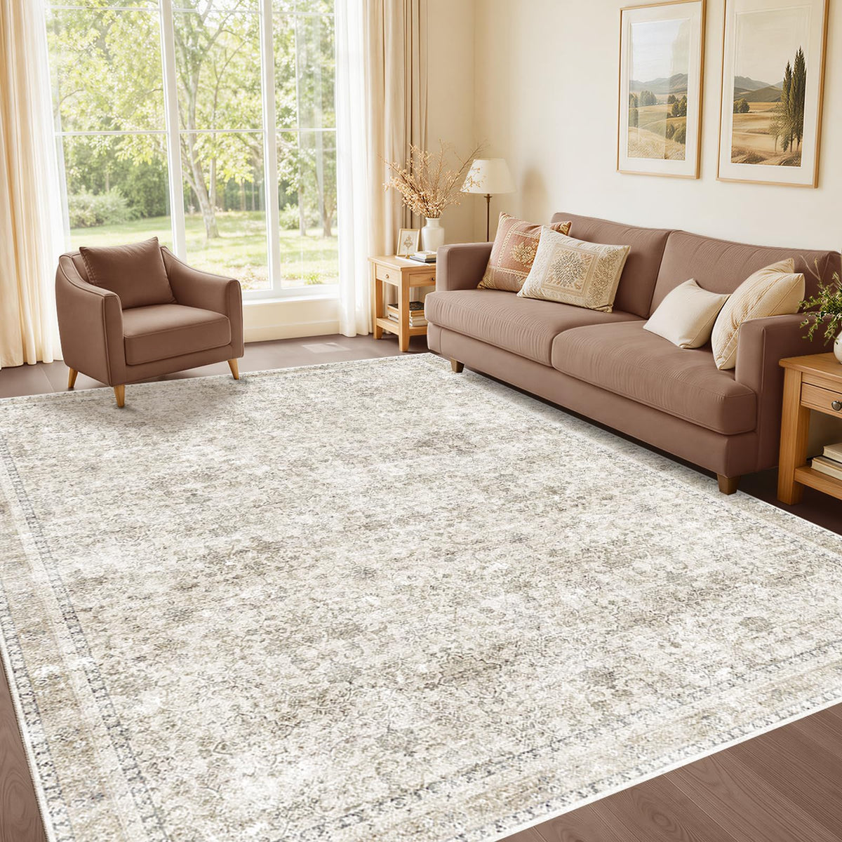 Sasttie 4x6 Area Rugs, Ultra-Soft Washable Rug for Living Room, Beige