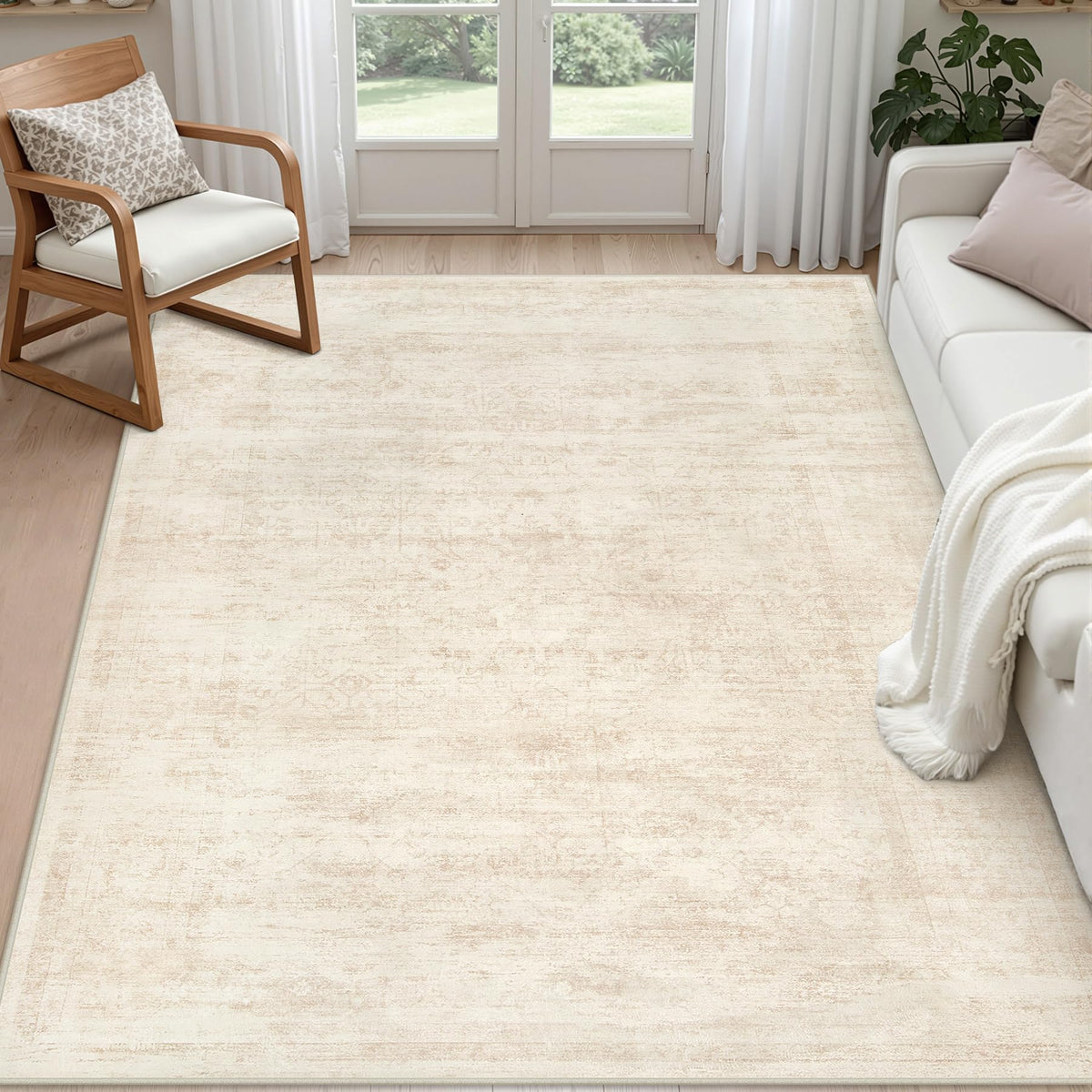 8x10 Area Rugs Living Room: Bedroom Neutral Washable Carpet Beige