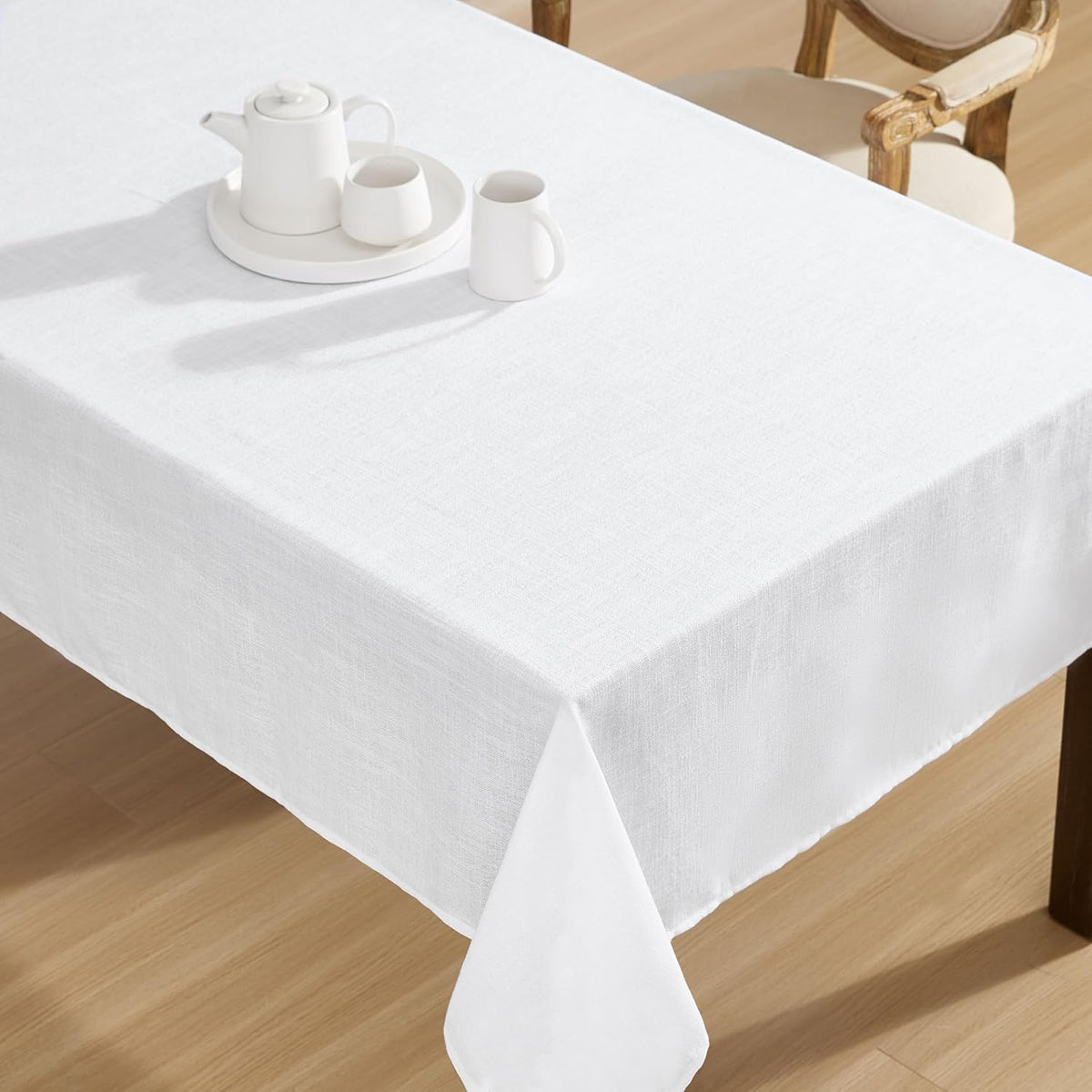 Laura Ashley Harper Tablecloth, 60" x 144", White