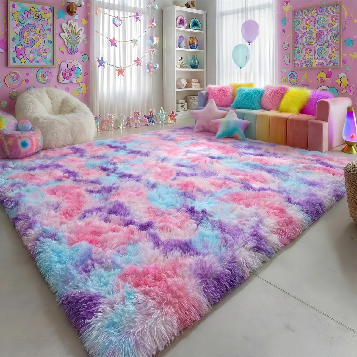 Amdrebio Grass Green Fluffy Area Rug 4x6 for Bedroom Classroom Living Room